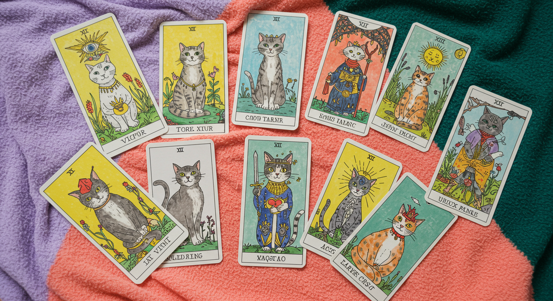 10.3*6cm Cat Tarot: 78 Cards (Whimsical and Humorous Tarot Deck, Stocking Stuffer for Kitten Lovers) - Thai Blessing Co By RURUECHA
