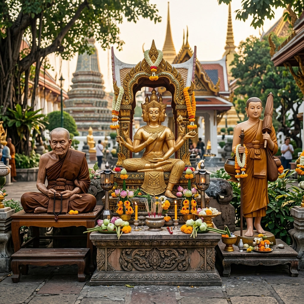 The Celestial Conduits of Miraculous Preservation and Divine Grace: Luang Phu Thuad, Phra Sivali, and Phra Phrom