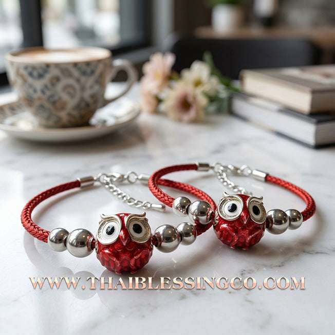 ✨🕉️ Sacred Silver-Plated Bronze Phaya Nok Thue Thue (Great Owl of Fortune) – Ruby Red Enamel Edition: Kruba Tao, Wat Ubosot Ban Lao (2020) – The Ultimate Lanna Talisman for High-Impact Business Success, Precision Luck, and Power