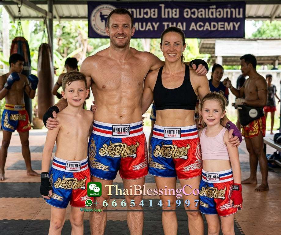 🥊 The Royal Striker: Authentic High-Quality Thailand Muay Thai Shorts – Premium Heavyweight Satin Boxing Trunks, Handcrafted Professional Grade for Adults and Kids, Stylish Performance Combat Wear  Blue and black Muay Thai shorts