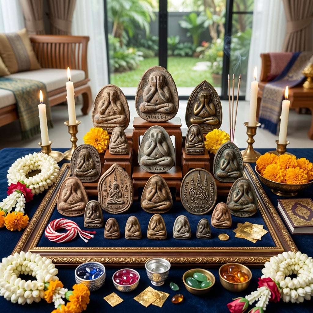 Phra Pidta Closed-Eyes Buddha & Sacred Protective Art Thai Blessing Co By RURUECHA