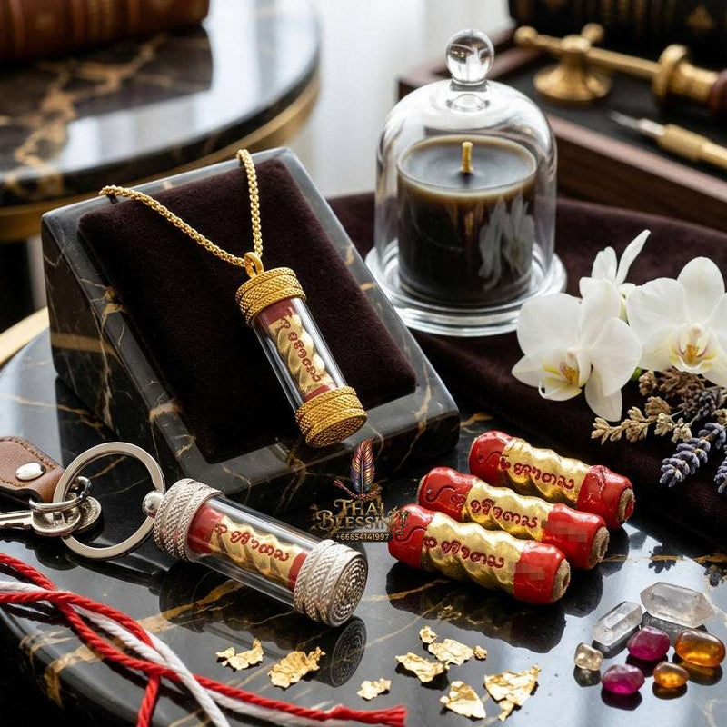 Takrut Sacred Scroll Amulets & Yantra Jewelry Thai Blessing Co By RURUECHA