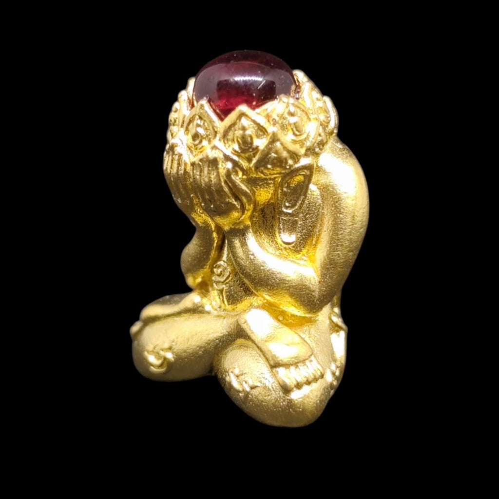 Phra Pidta Manee Montra Amulet – Supreme Buddhist Fortune & Protection, Sattapraithong Alloy, Ruby Crown, Blessed by Luang Pu Boonma, Wat Khao Kaew Thong