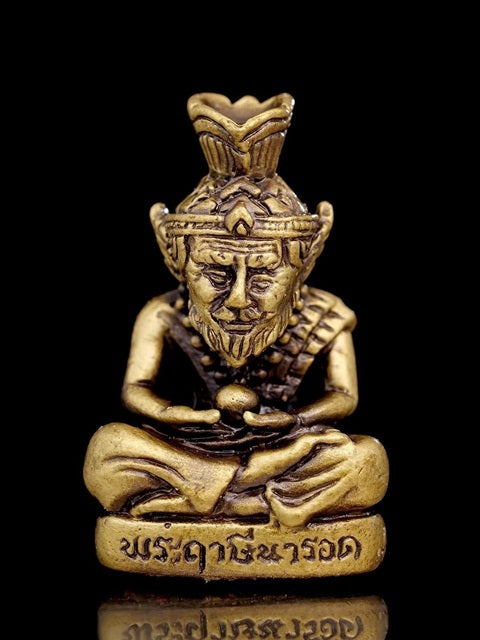 🔮 Borom Kru Pu Lersi Narot (The Great Hermit Master) - 2024 Edition: Luang Pu Maen, Samnak Song Khao Chan – Master of Magic, Wealth & Protection Satin plated bell gold