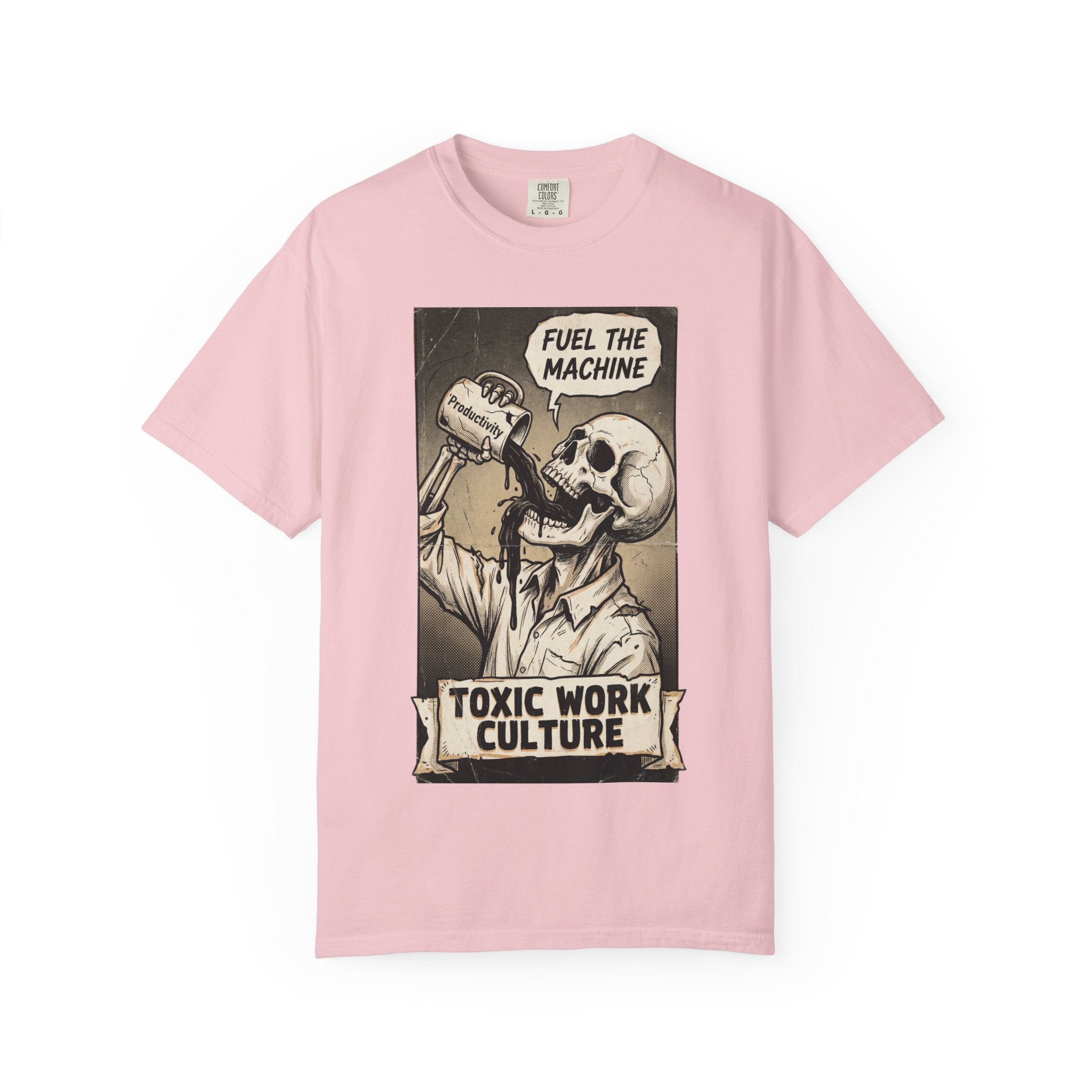 Toxic Work Culture Shirt, Fuel The Machine Skeleton Tee, Productivity Coffee Graphic, Sarcastic Office Worker Gift, Vintage Grunge Streetwear Blossom