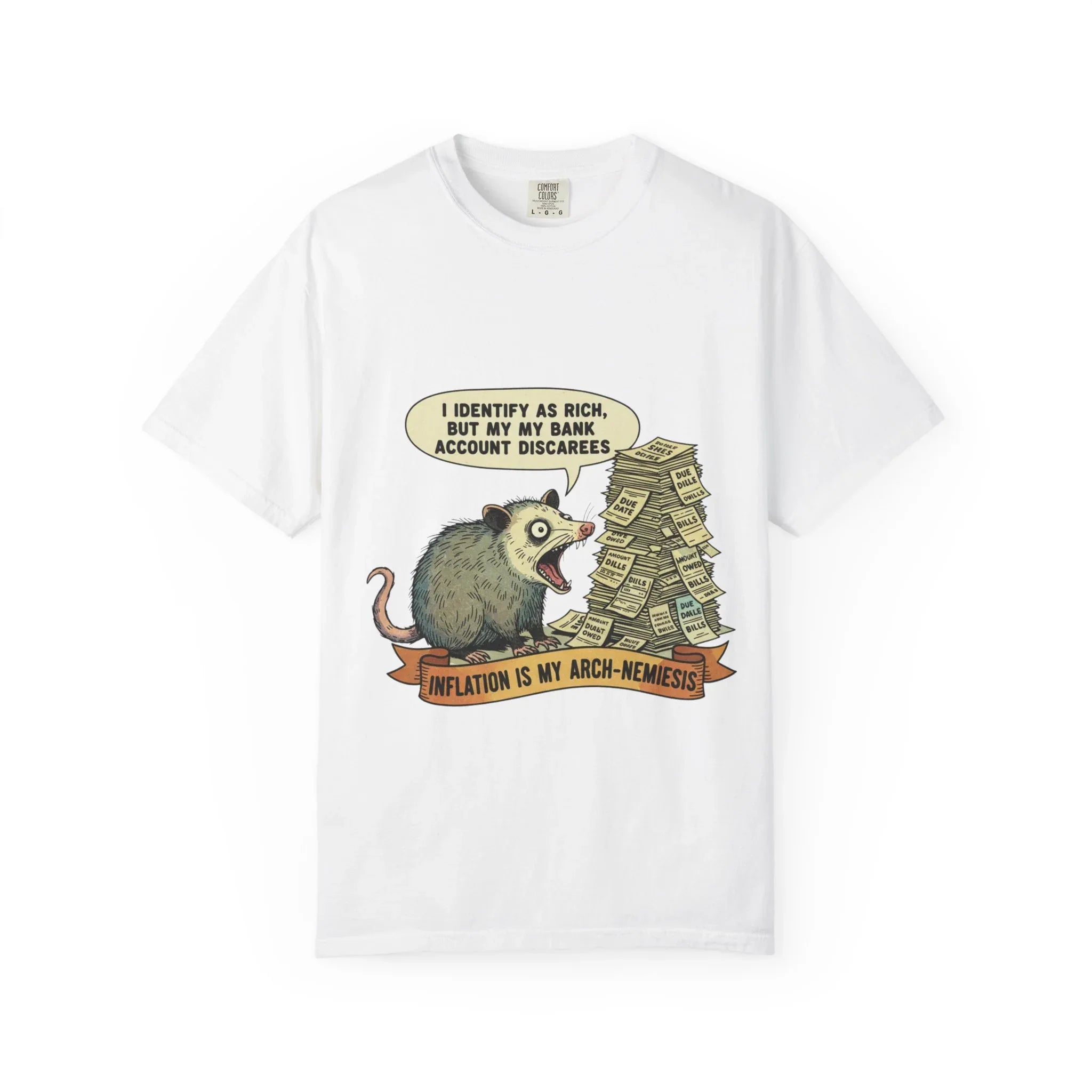 Funny Opossum Shirt Inflation Is My Arch Nemesis Tee Relatable Financial Meme Gift Sarcastic Possum Tshirt Screaming Trash Animal Top