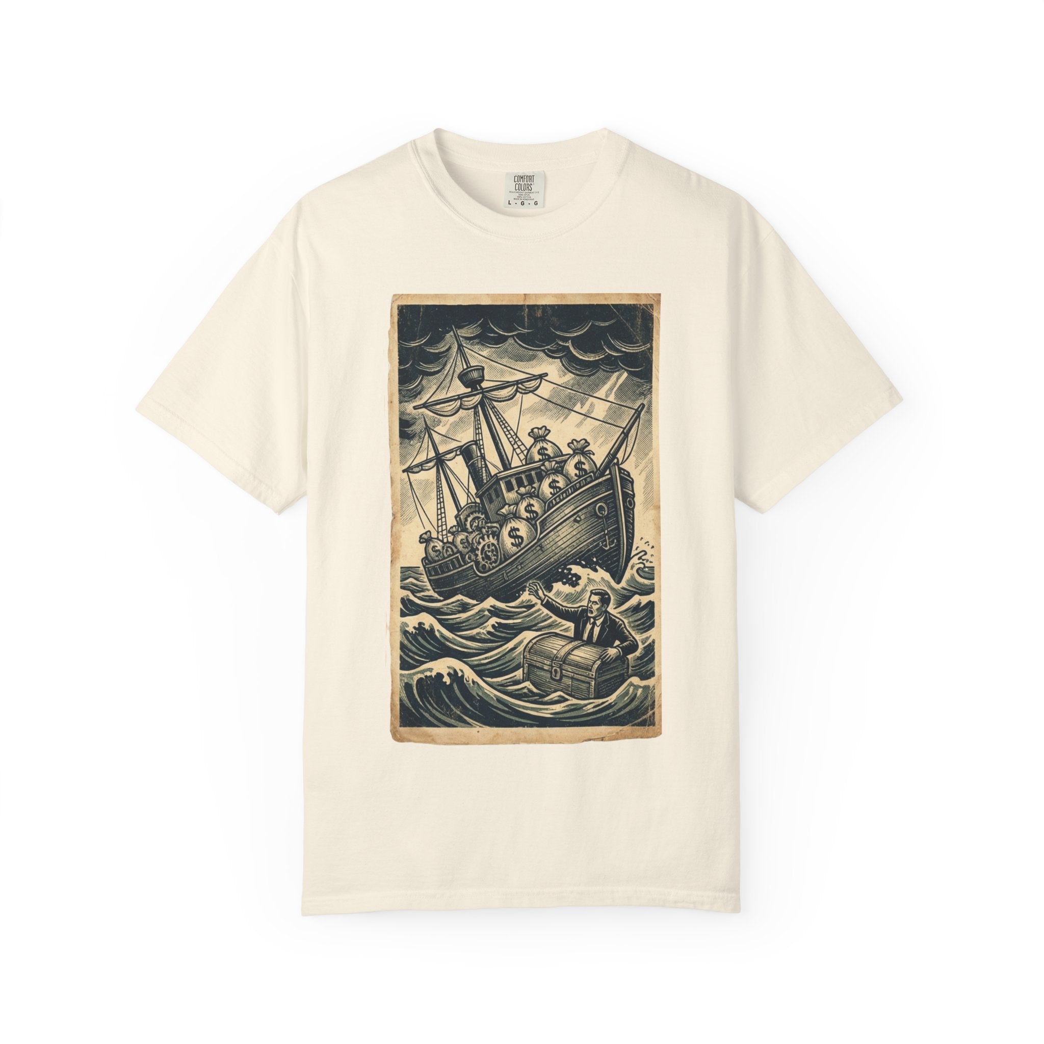 Vintage Dystopian Shirt, All Seeing Eye Surreal Art Tee, Retro Capitalism Graphic, Dark Academia Aesthetic, Gift for Philosophy Lovers, Oversized Unisex T-Shirt, Corporate Satire Gear Ivory