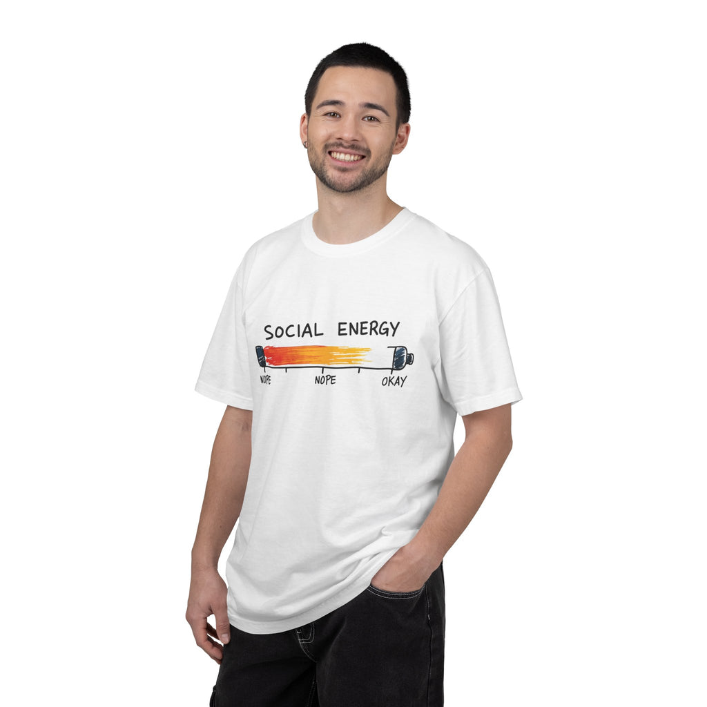 Social Energy Meter Shirt, Introvert Humor Tee, Social Battery Bar Chart T-Shirt, Funny Minimal Graphic, Nope to Okay Gift