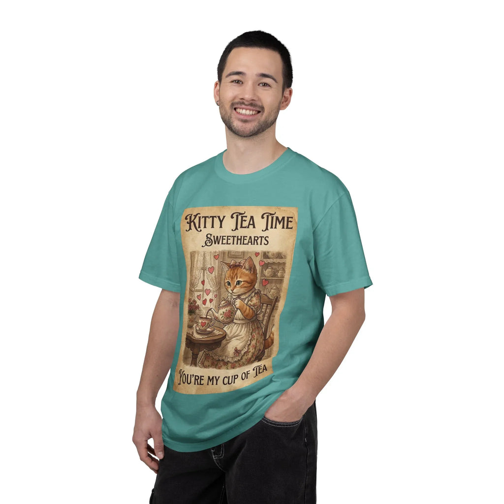 Kitty Tea Time T-Shirt | Vintage Cat Youre My Cup of Tea Graphic Tee | Retro Cozy Cat Lover Gift Shirt