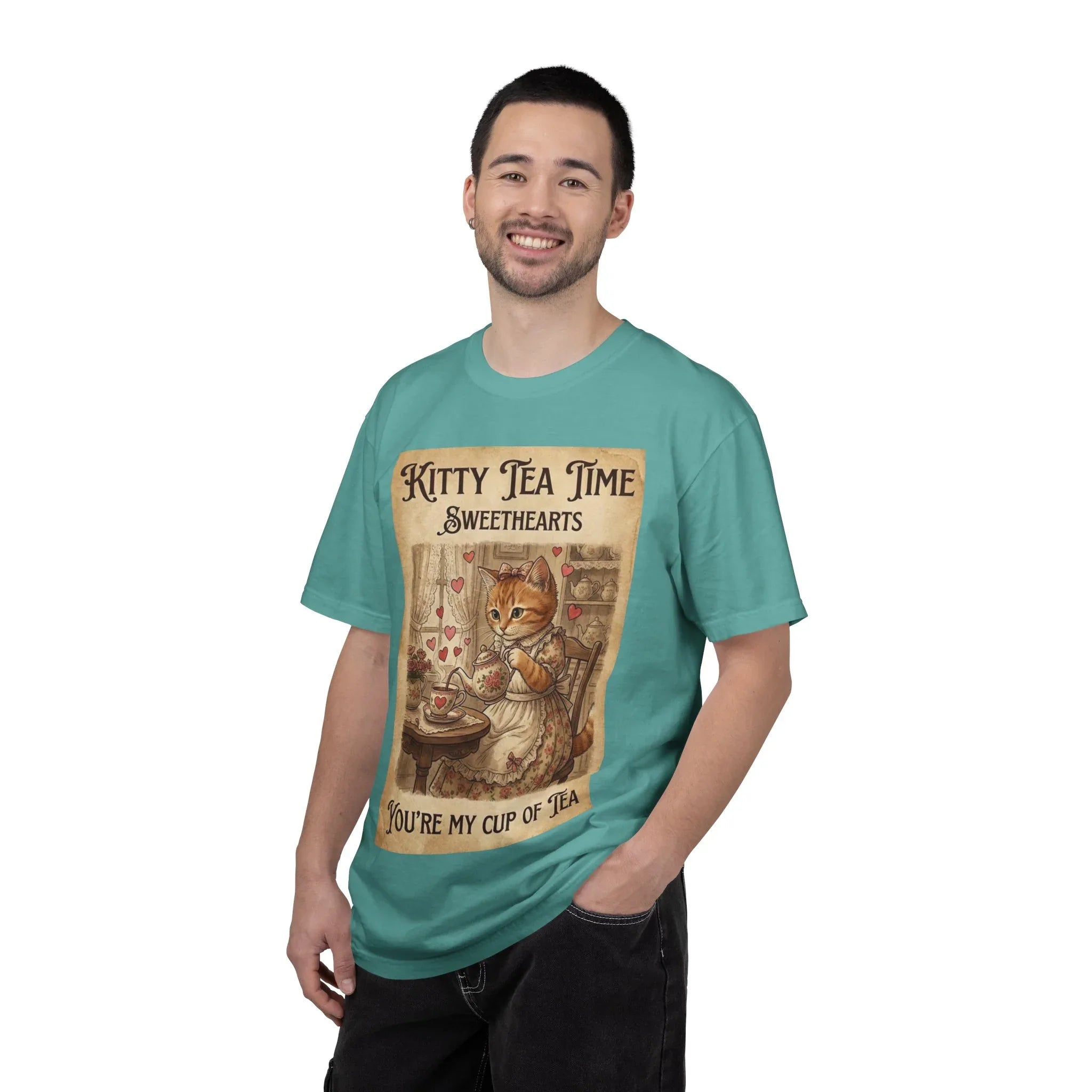 Kitty Tea Time T-Shirt | Vintage Cat Youre My Cup of Tea Graphic Tee | Retro Cozy Cat Lover Gift Shirt