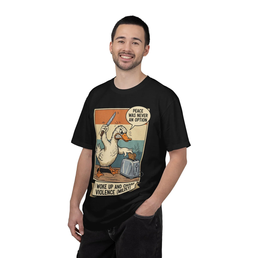 Funny Duck Meme Shirt - "Peace Was Never An Option" Retro Tee - Angry Bird Knife Graphic - I Woke Up And Chose Violence (Mildly) - Vintage Aesthetic Sarcastic Gift