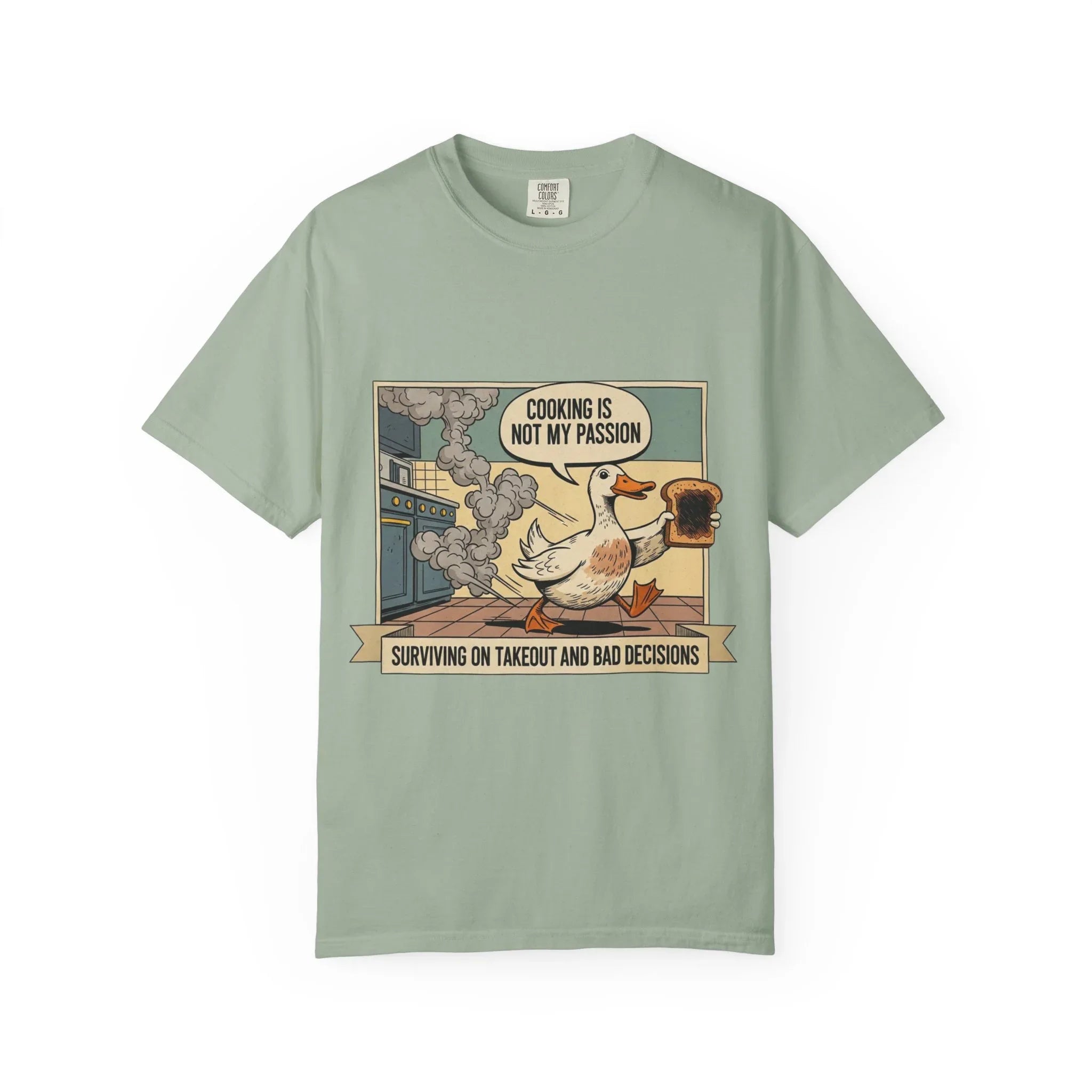 Funny Duck Cooking Shirt Retro Kitchen Fail Tee Sarcastic Foodie Gift Cooking Is Not My Passion Surviving On Takeout Shirt Vintage Cartoon Bay