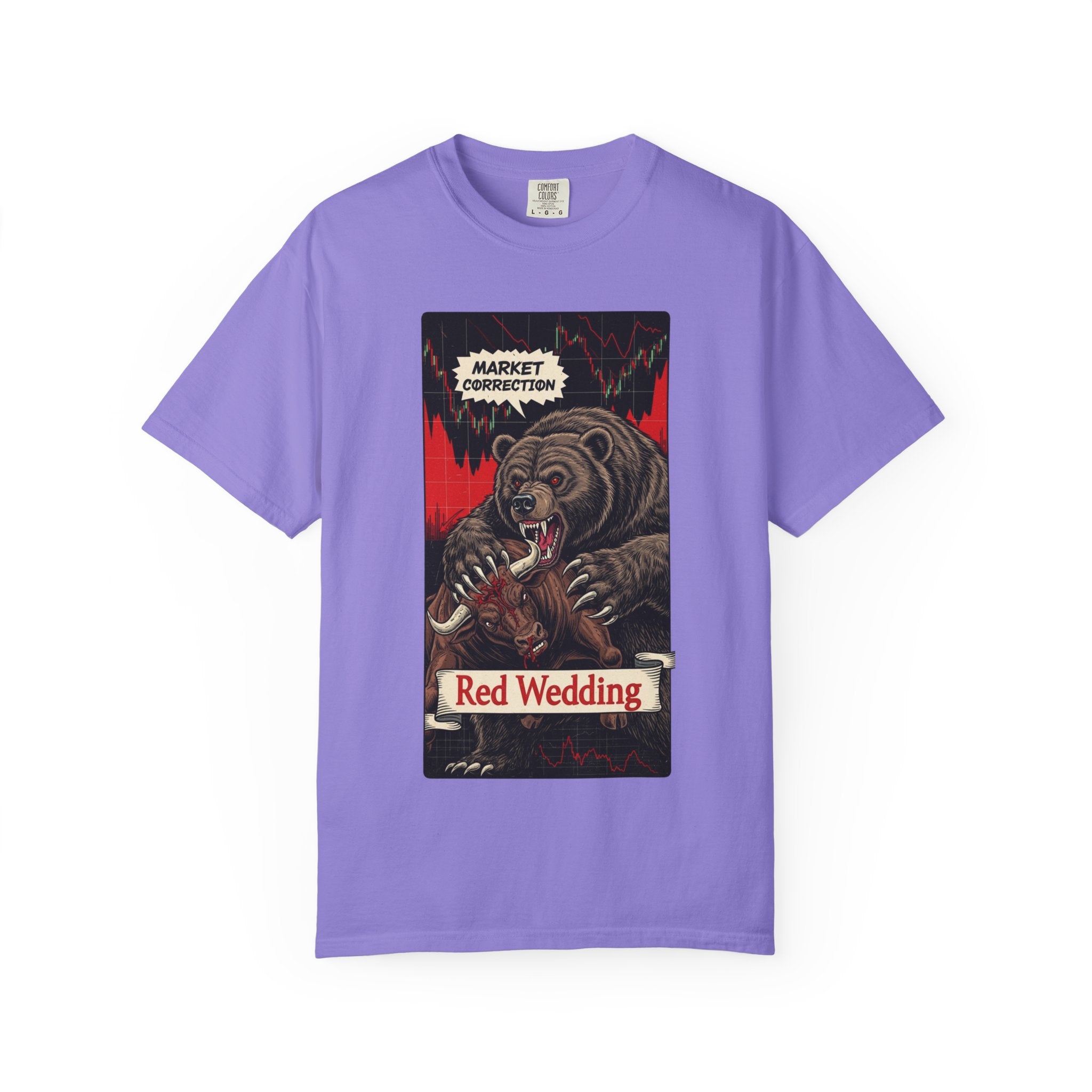 Red Wedding Bear Market Shirt Market Correction Satire Tee Bull vs Bear Wall Street Trader Gift Crypto Investor Shirt Violet