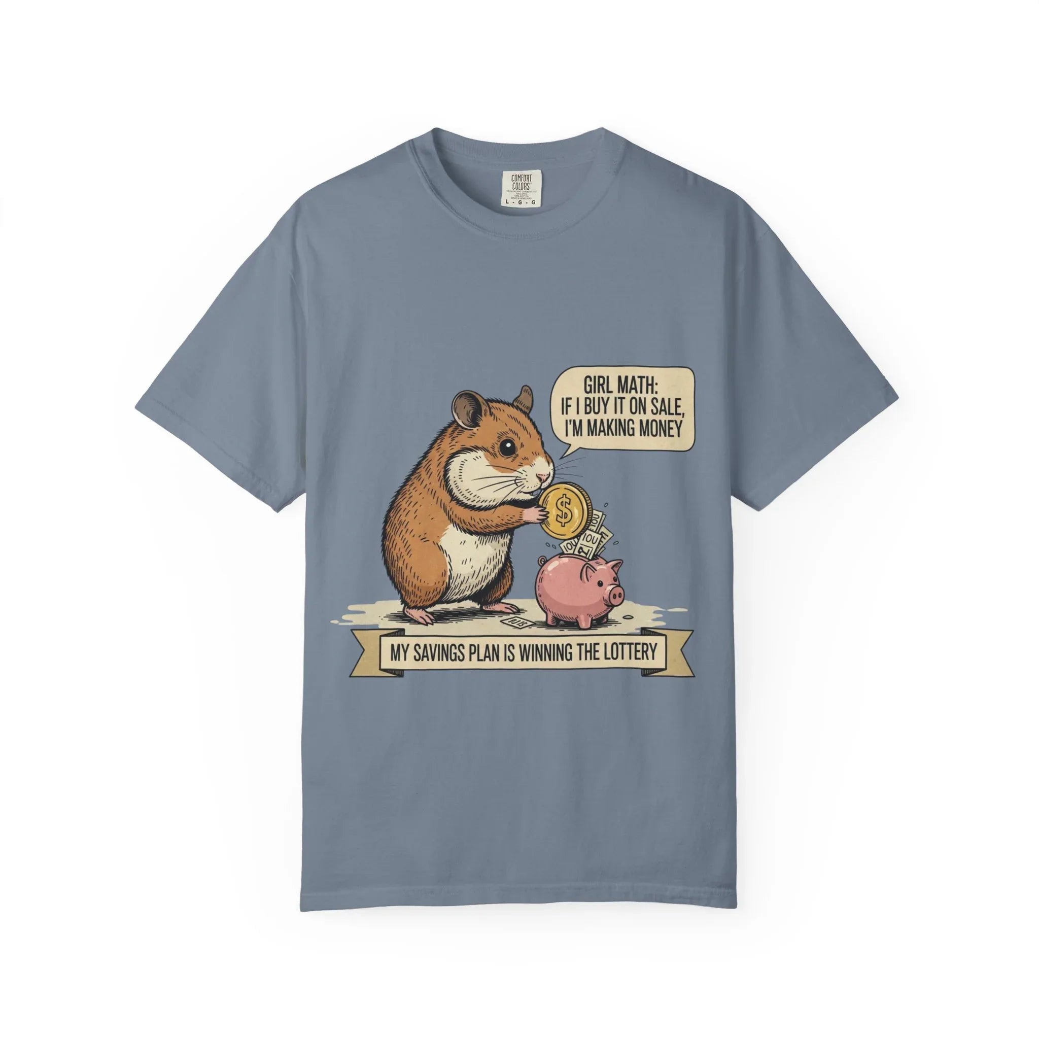 Funny Girl Math Shirt Hamster Saving Plan Tee Student Loan Otter Shirt Financially Stable Sloth Broke Life Gift Sarcastic Adulting Humor Blue Jean