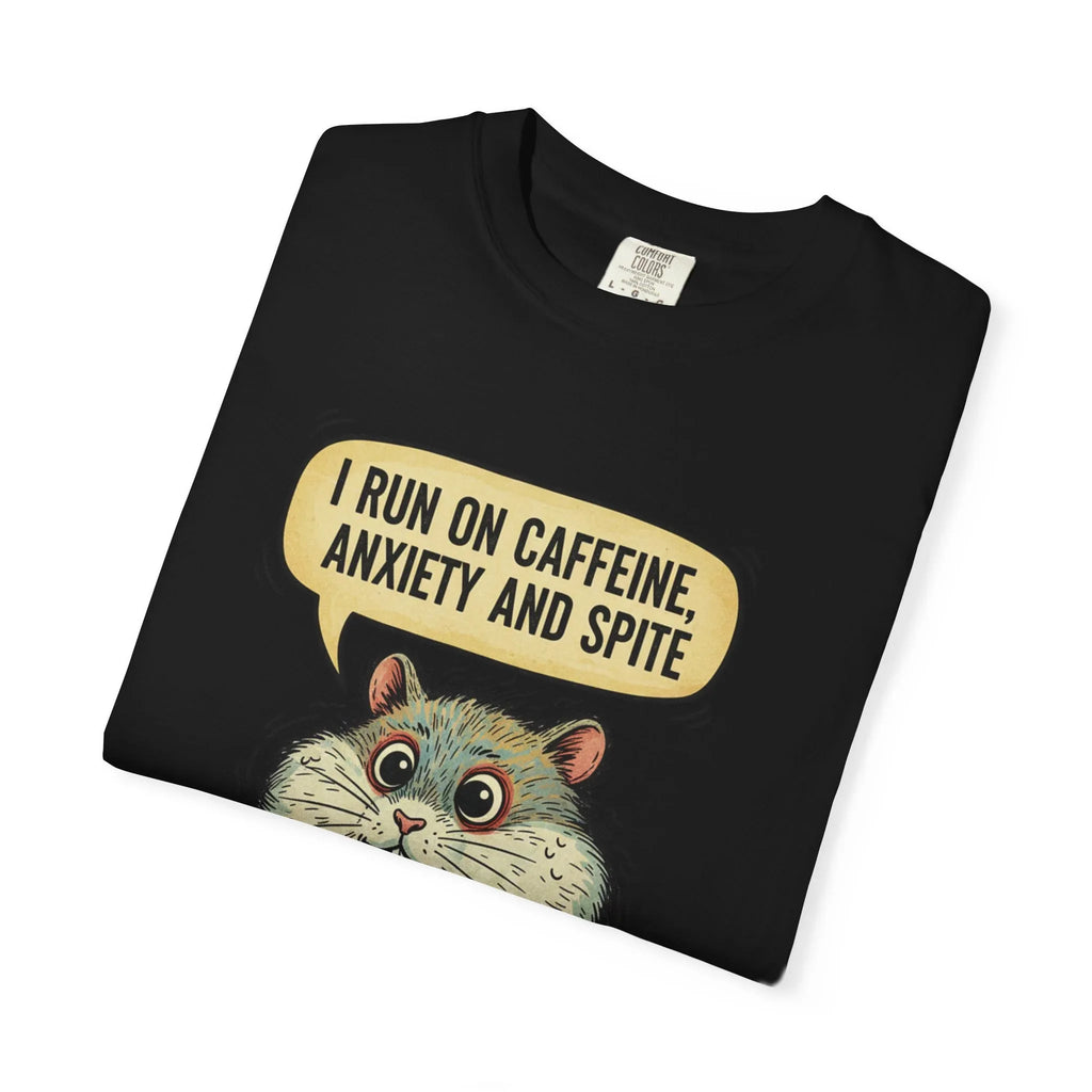 Funny Hamster Coffee Shirt - "Overthinking is My Cardio" T-Shirt - Caffeine Anxiety and Spite Gift - Sarcastic Mental Health Graphic Tee - Retro Jittery Hamster Overthinker Gift