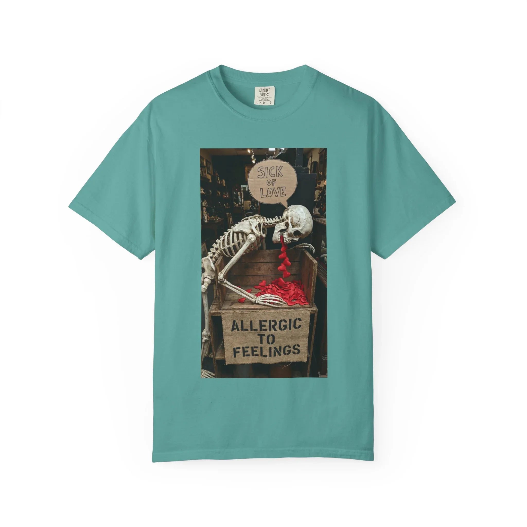 Any Century Now" Skeleton Graphic Tee - Sick of Love & Allergic To Feelings Edition Seafoam