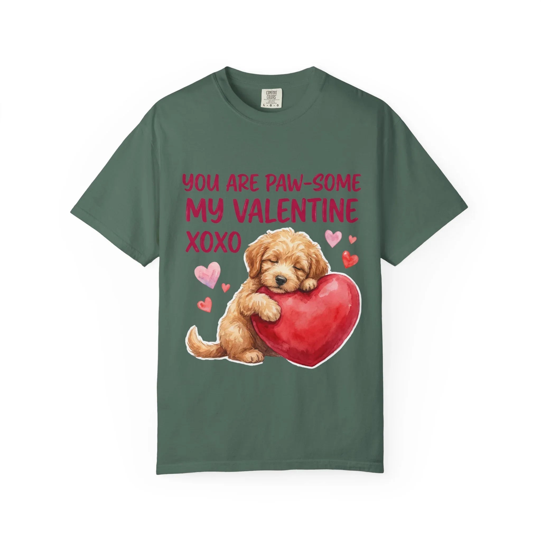 You Are Paw-some Valentine T-Shirt | Puppy Heart My Valentine Dog Love Graphic Tee Blue Spruce
