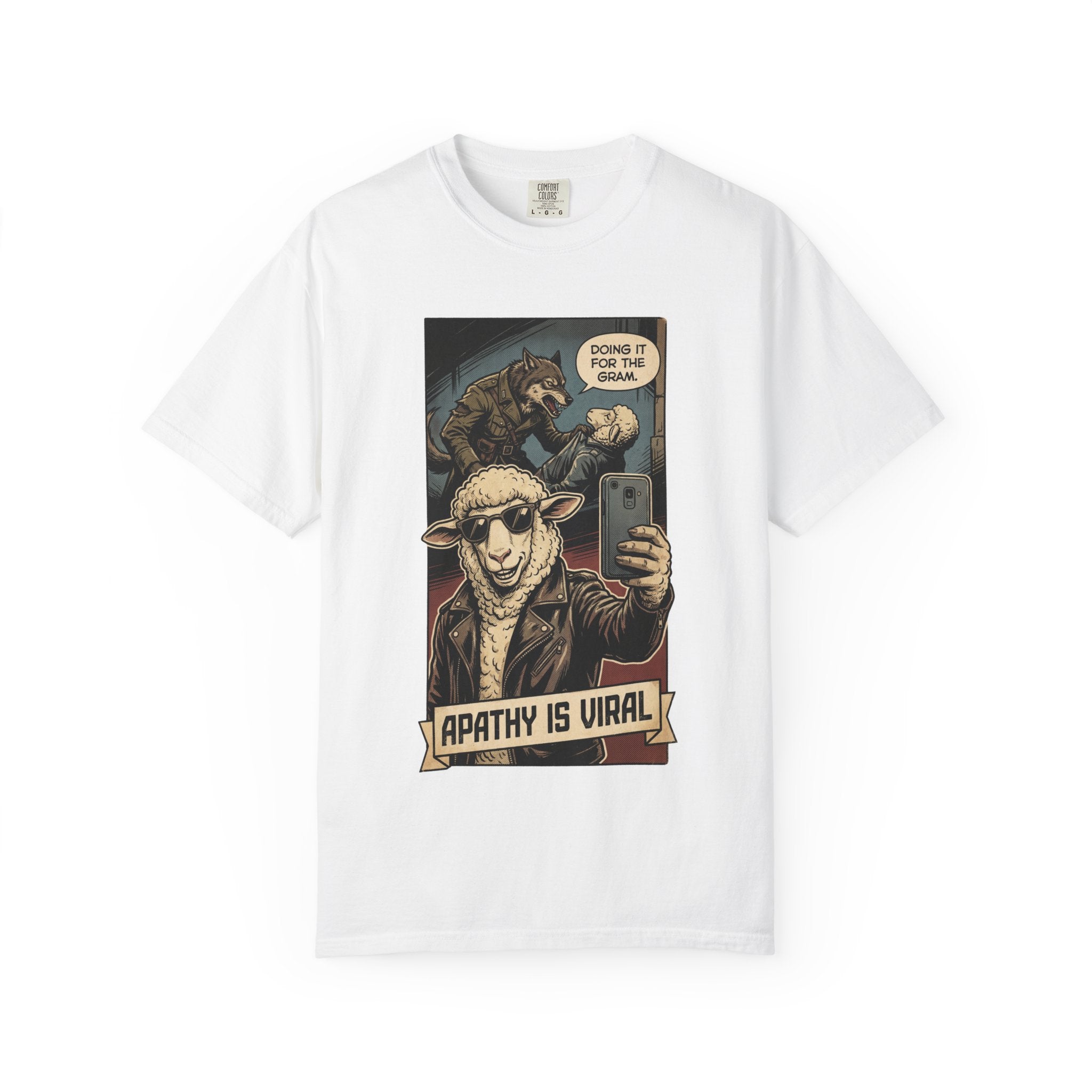 Apathy Is Viral Shirt Vintage Comic Graphic Tee Retro Satirical Humor Shirt Social Media Sarcasm Gift Streetwear Art White