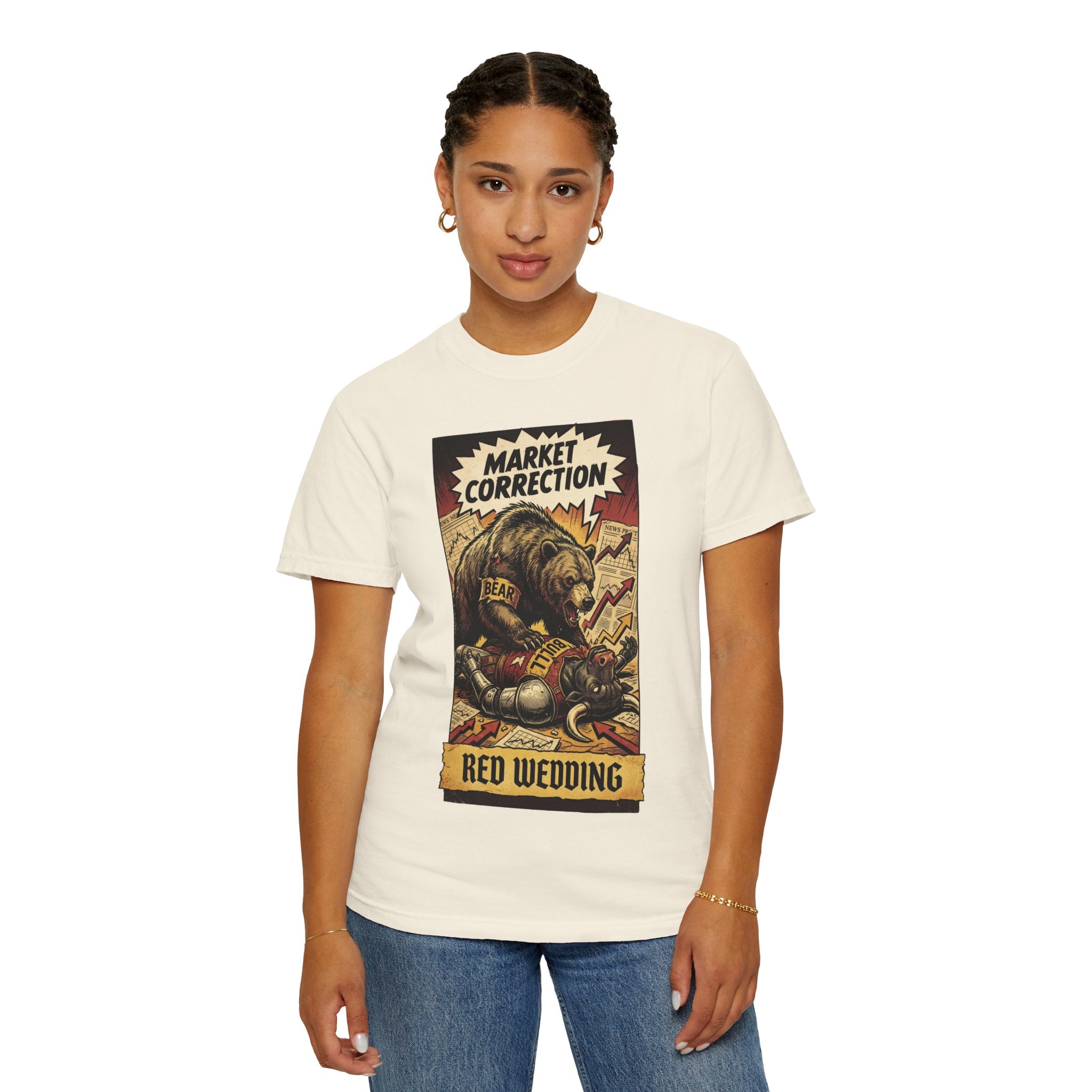 Market Correction T-Shirt, Red Wedding Stock Market Tee, Bear vs Bull Finance Graphic, Day Trader Investor Gift, Vintage Wall Street Apparel