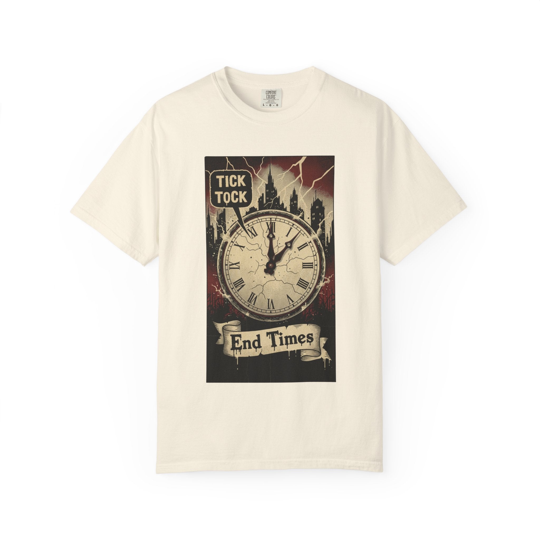 Doomsday Clock Shirt End Times Vintage Comic Tee Dark Aesthetic Grunge Top Apocalypse Graphic Retro Gothic Clothing Tick Tock Shirt Ivory