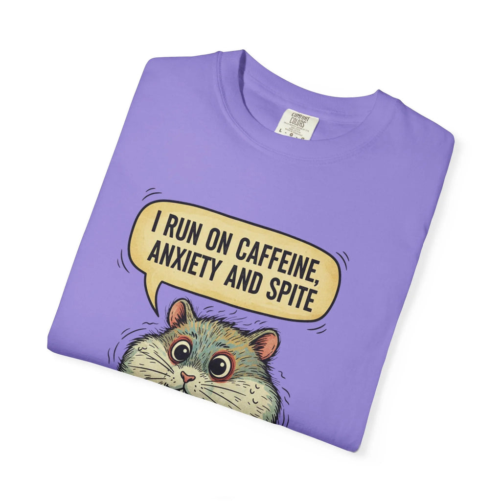 Funny Hamster Coffee Shirt - "Overthinking is My Cardio" T-Shirt - Caffeine Anxiety and Spite Gift - Sarcastic Mental Health Graphic Tee - Retro Jittery Hamster Overthinker Gift