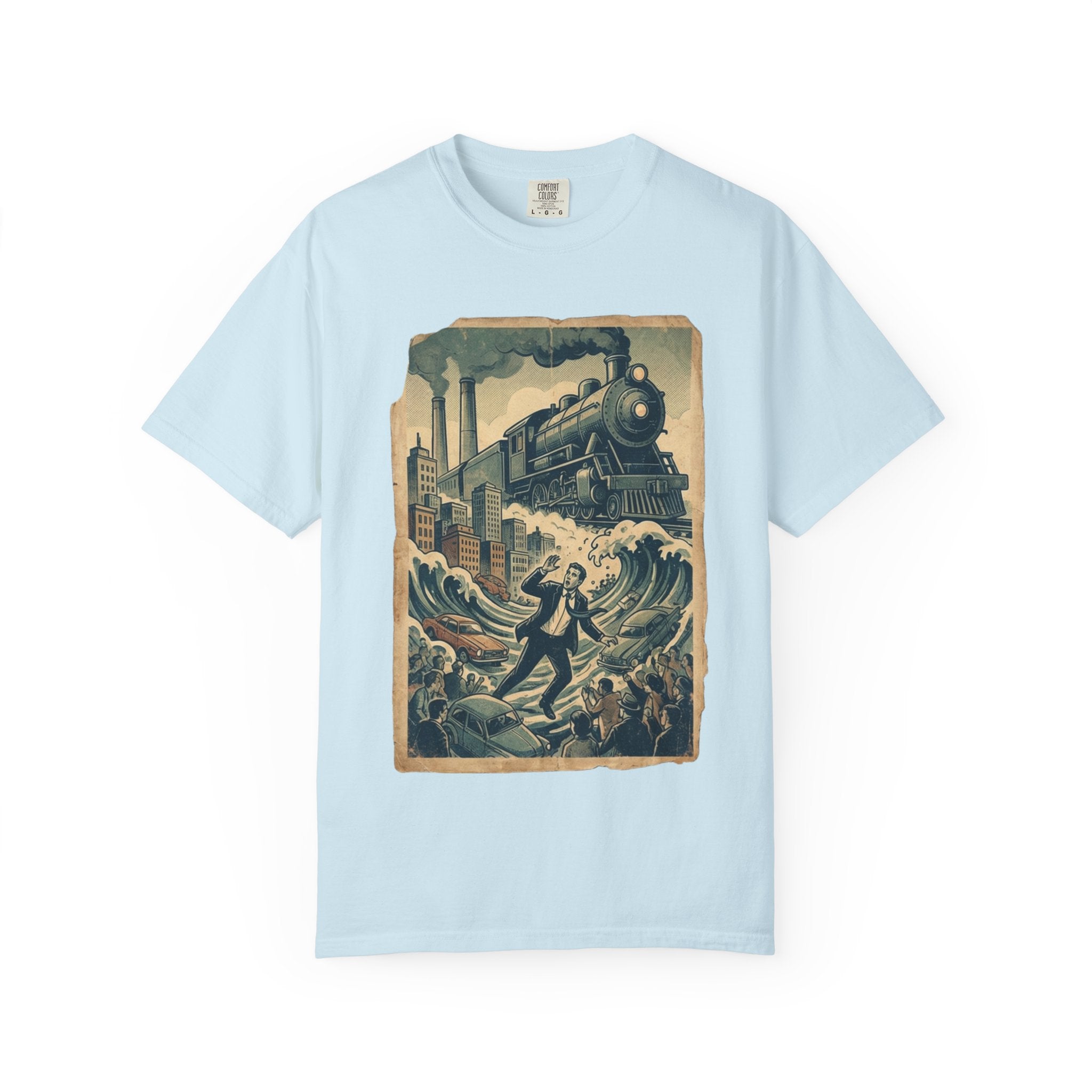 Vintage Dystopian Work Overload Shirt, Retro All-Seeing Eye Tee, Corporate Burnout Graphic, Dark Academia Aesthetic, Gift for Office Workers, Philosophy Satire Unisex T-Shirt Chambray