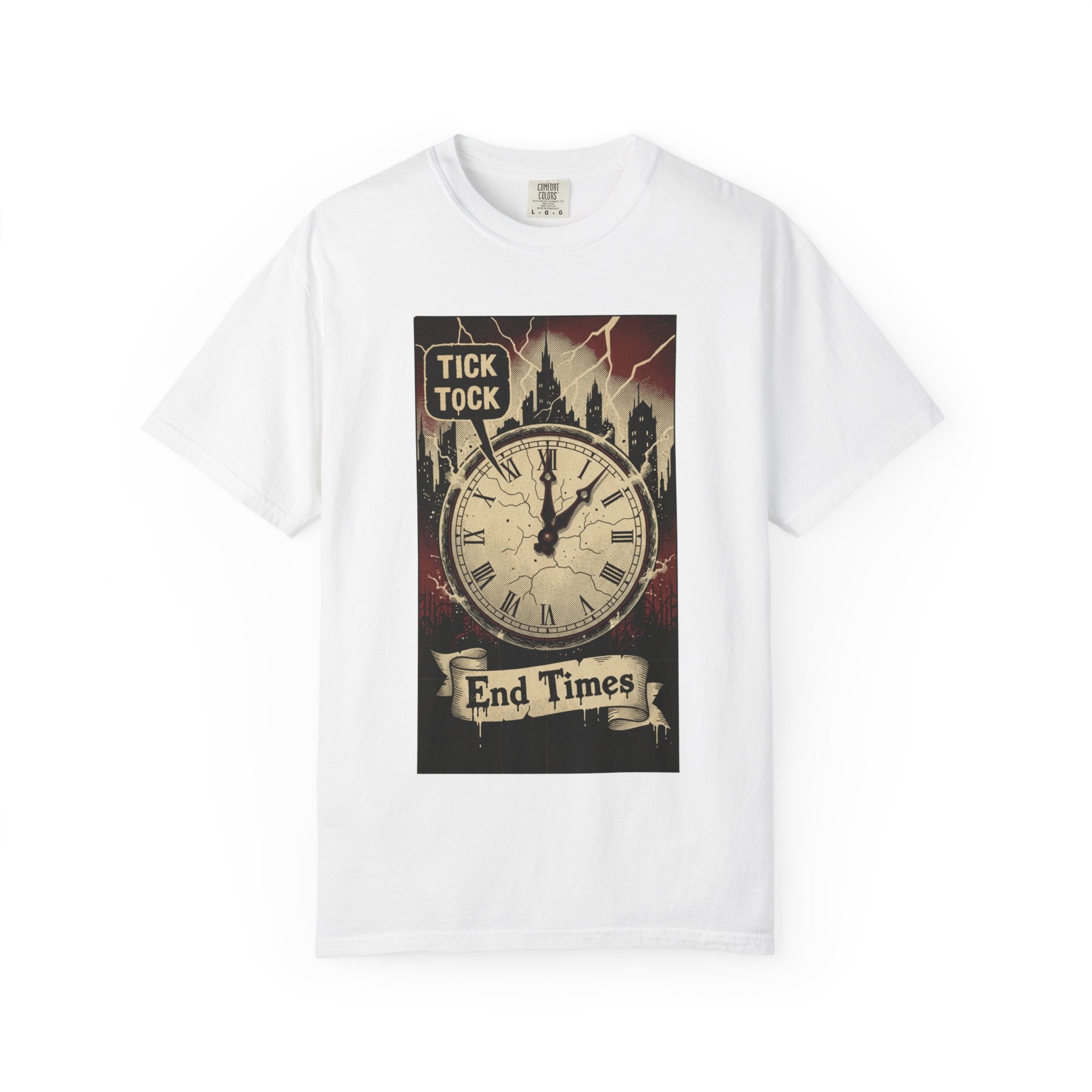 Doomsday Clock Shirt End Times Vintage Comic Tee Dark Aesthetic Grunge Top Apocalypse Graphic Retro Gothic Clothing Tick Tock Shirt White