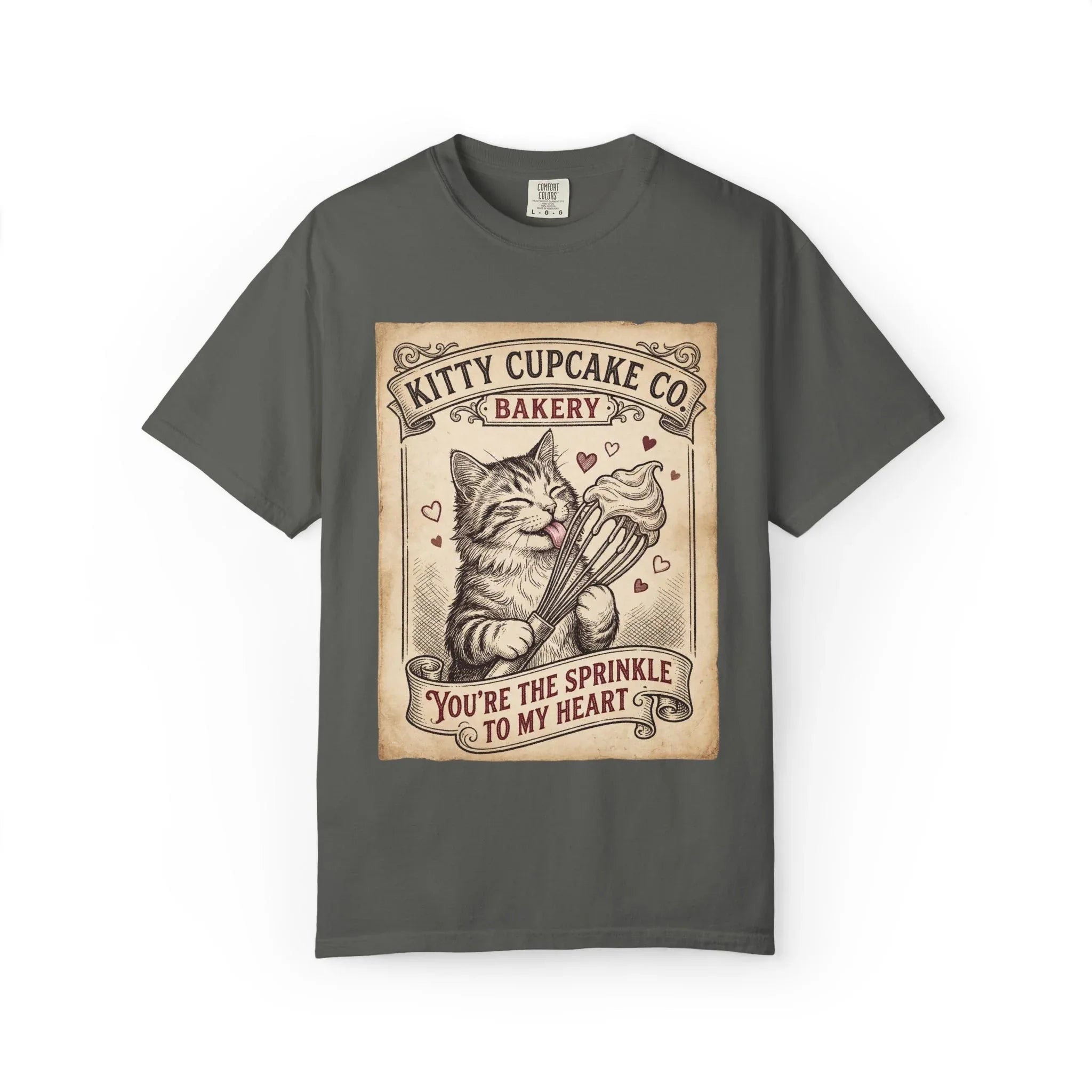 Kitty Cupcake Co T-Shirt | Vintage Cat Bakery Youre the Sprinkle to My Heart Graphic Tee Pepper