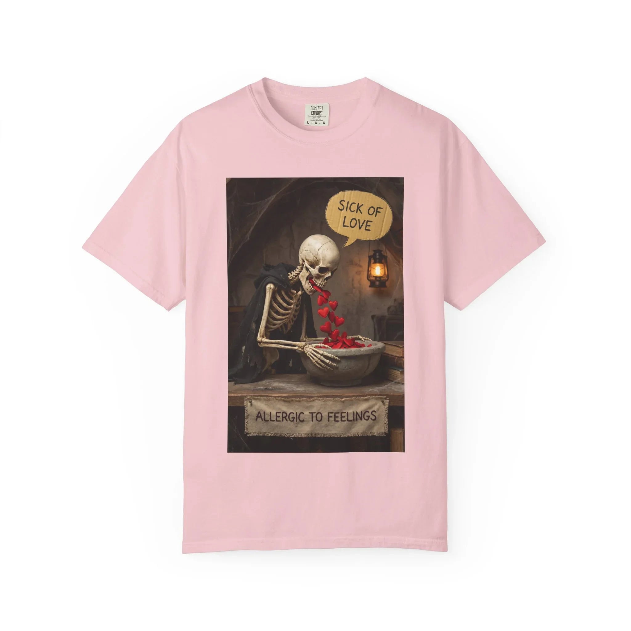 Sick of Love" Allergic To Feelings Vintage Skeleton T-Shirt - Premium Dark Humor Apparel Blossom