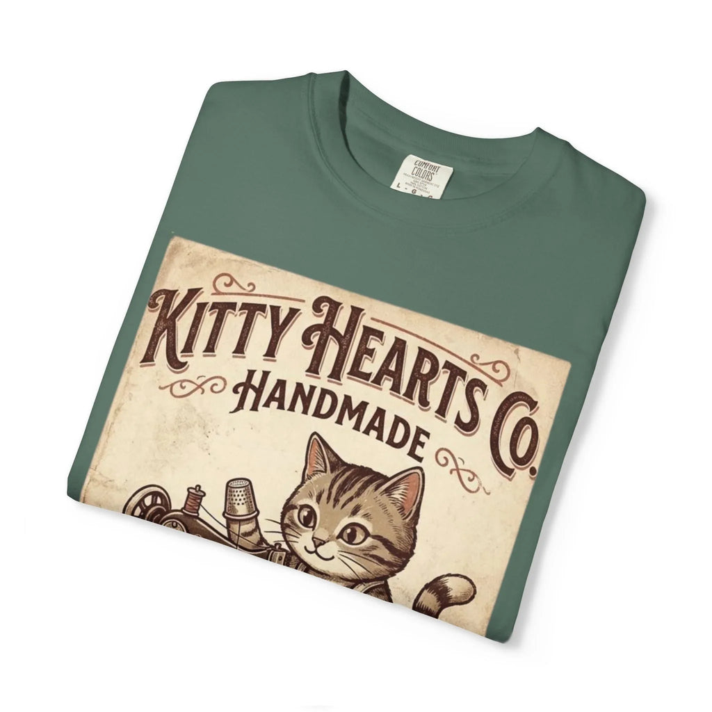 Kitty Hearts Co T-Shirt | Vintage Handmade Cat Sewing Made With Purr Graphic Tee
