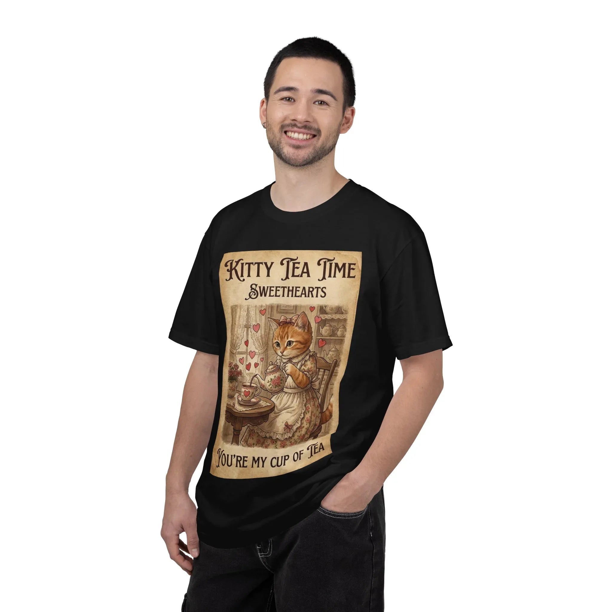 Kitty Tea Time T-Shirt | Vintage Cat Youre My Cup of Tea Graphic Tee | Retro Cozy Cat Lover Gift Shirt