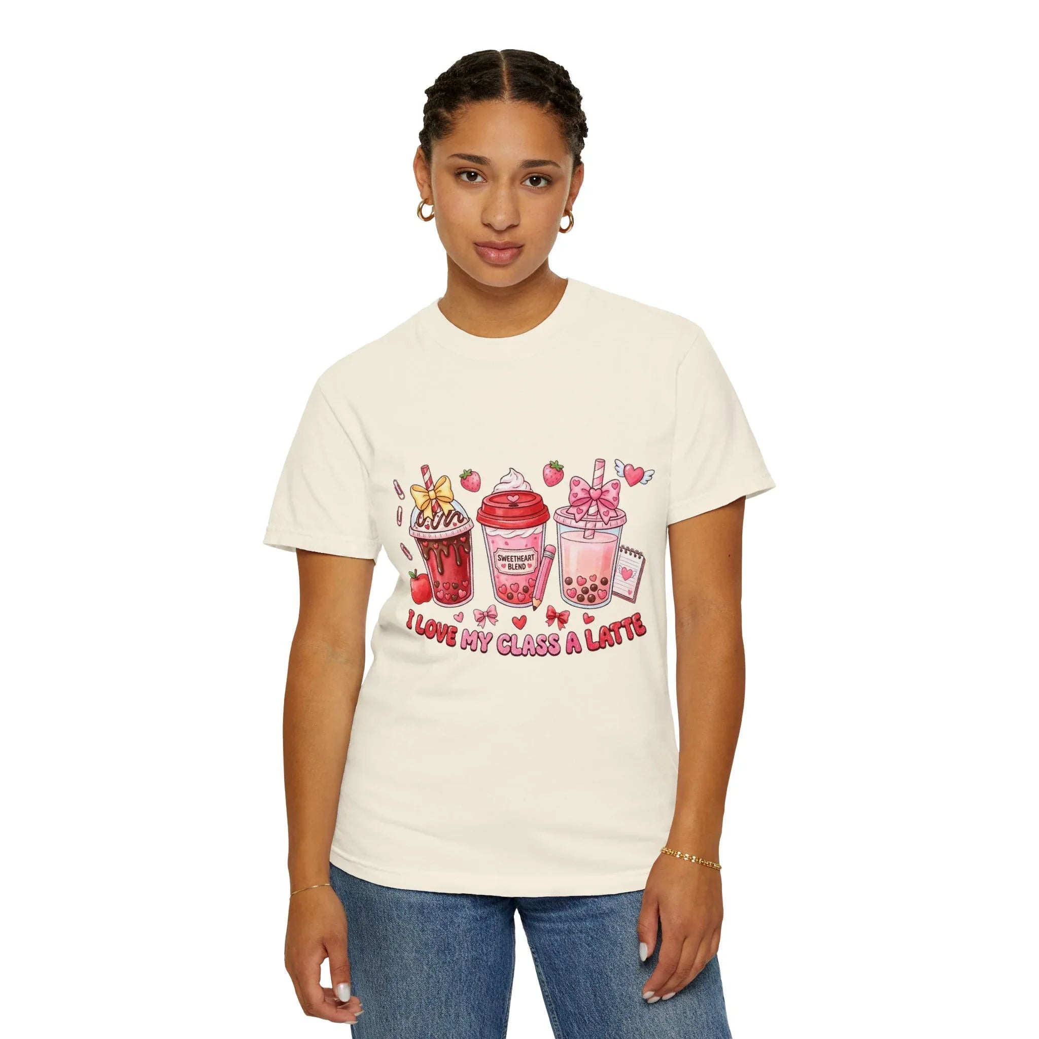 Strawberry Boba Drinks T-Shirt | I Love My Class A Latte Design | Cute Kawaii Bubble Tea Tee | Vintage Foodie Aesthetic Gift