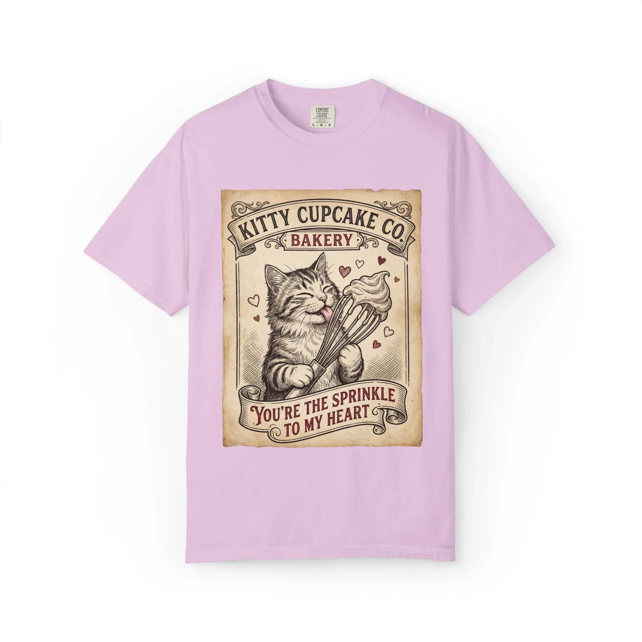 Kitty Cupcake Co T-Shirt | Vintage Cat Bakery Youre the Sprinkle to My Heart Graphic Tee Orchid