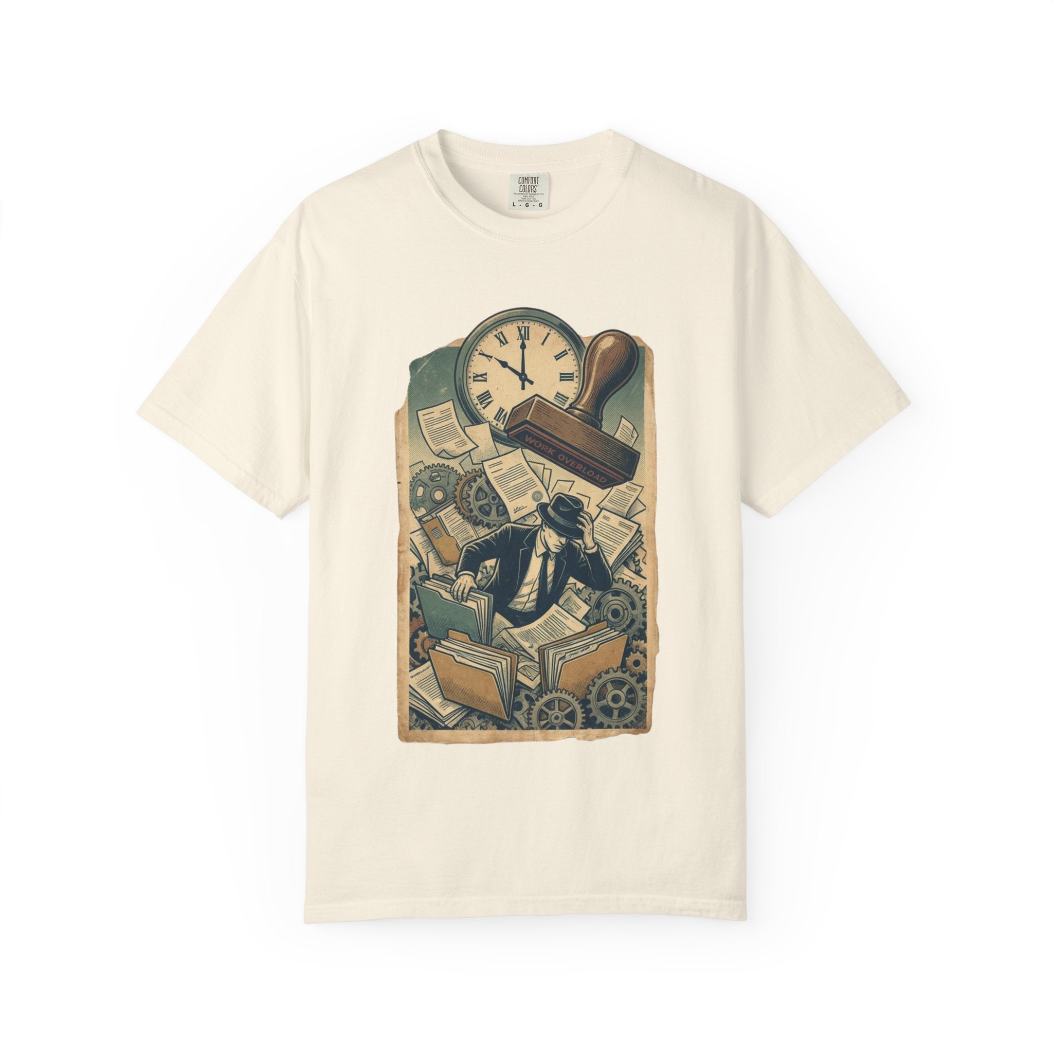 Vintage Dystopian Shirt, All Seeing Eye Surreal Art Tee, Corporate Overload Graphic, Dark Academia Aesthetic, Gift for Philosophy Lovers, Oversized Unisex Sarcastic T-Shirt Ivory