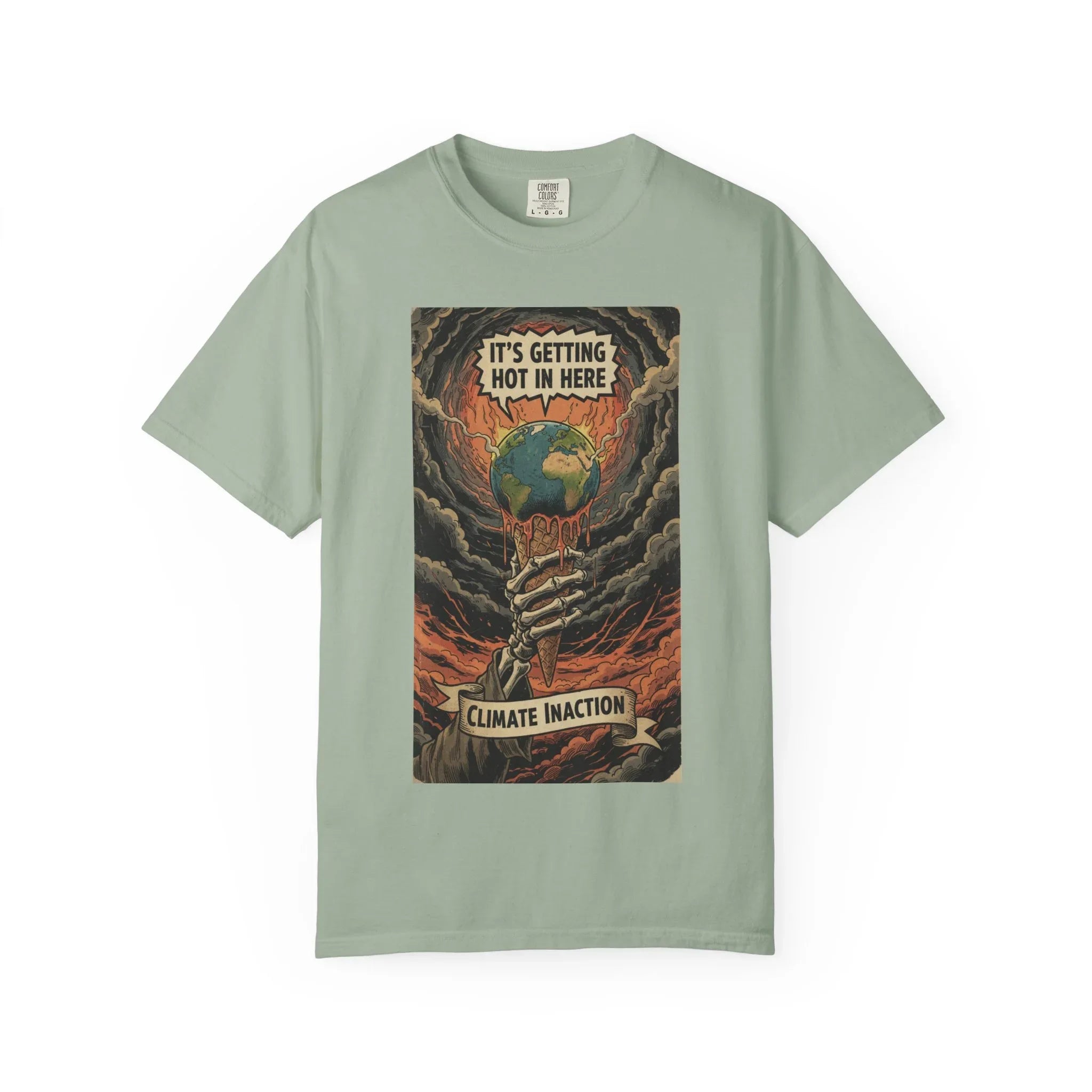 Climate Inaction Skeleton Melting Earth Shirt - Vintage Graphic Global Warming Activist Tee - Retro Aesthetic Sarcastic Eco-Friendly Gift - Heavyweight Garment-Dyed Unisex T-shirt Bay