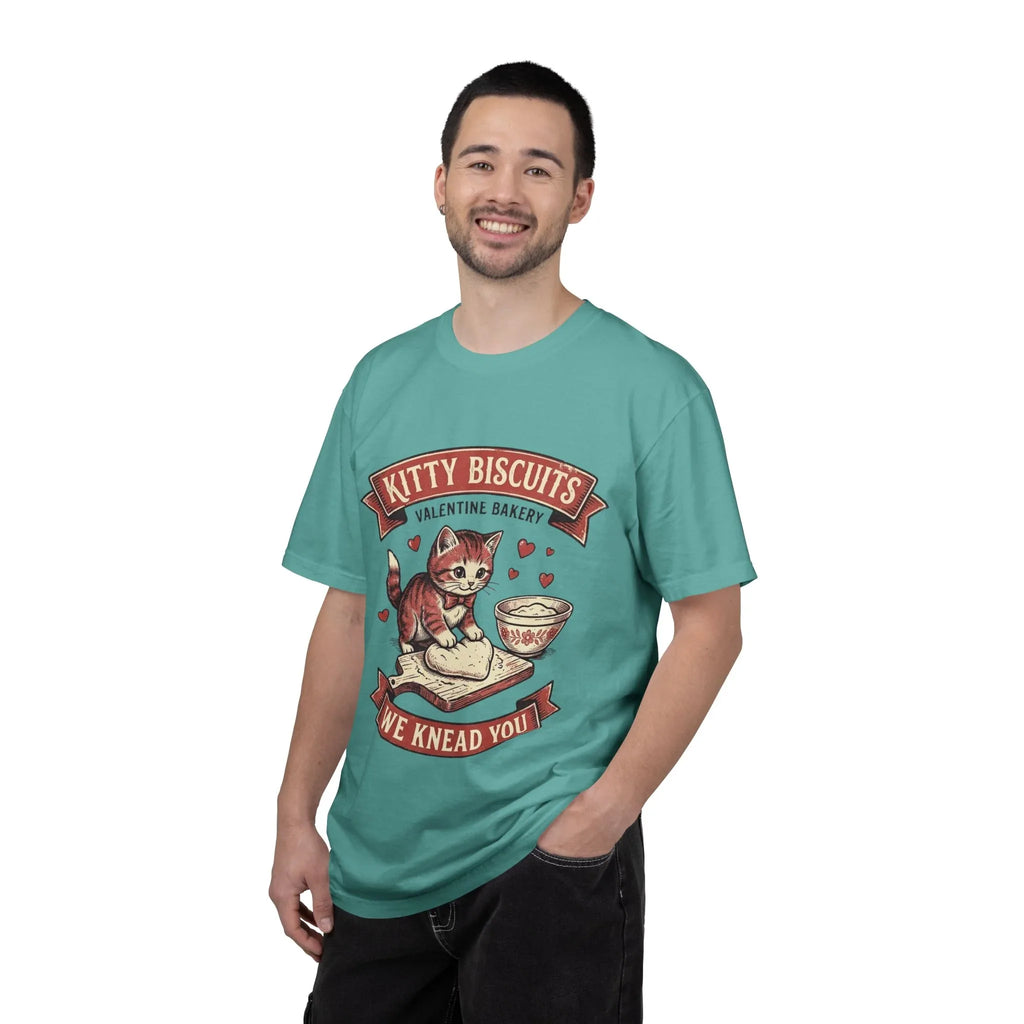 Kitty Biscuits T-Shirt | Valentine Bakery Cat We Knead You Graphic Tee