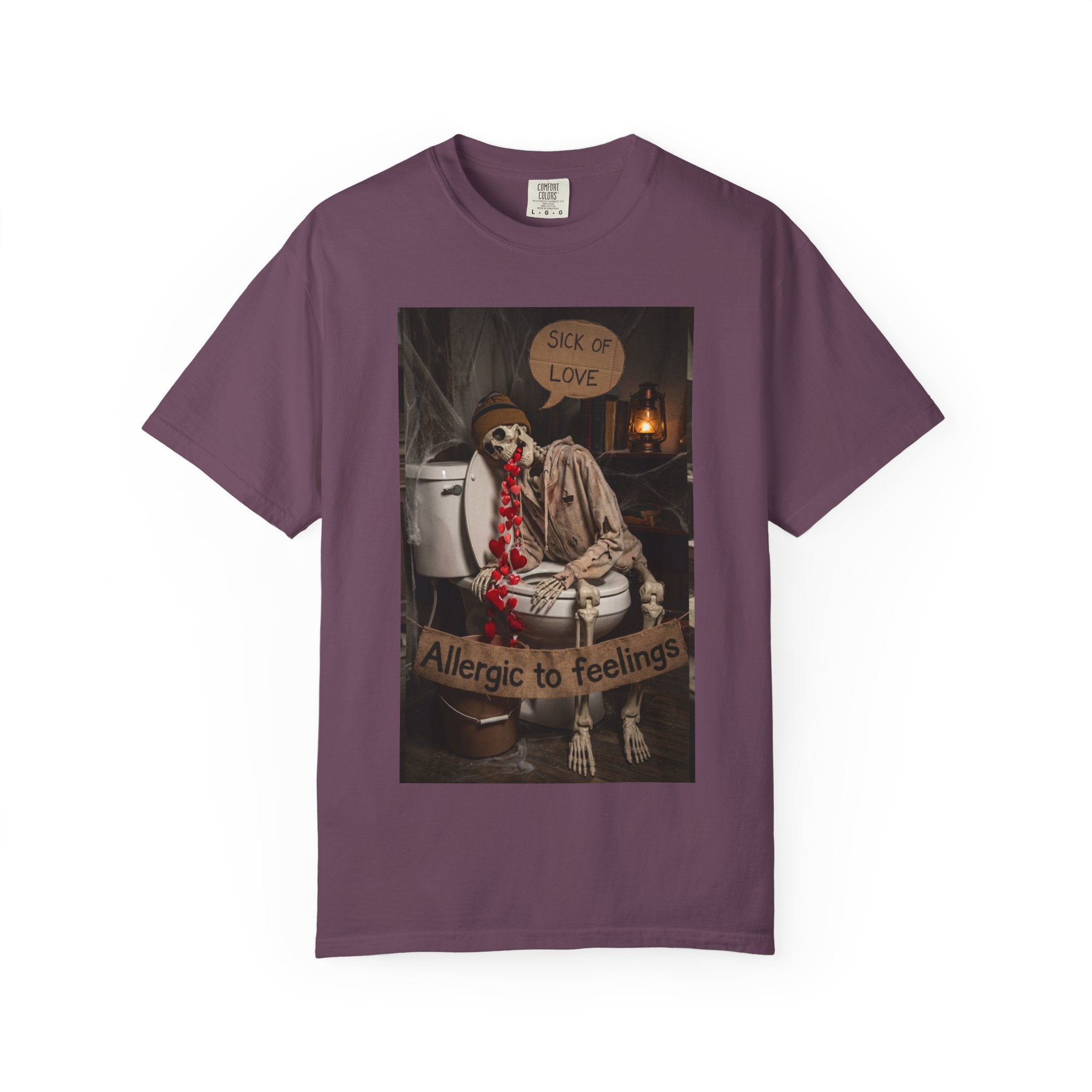 🤮 Sick of Love – Vintage Skeleton Heartbreak Satire & Grunge Streetwear Vintage Skeleton Graphic Tee - Sick of Love Dark Humor Streetwear Berry