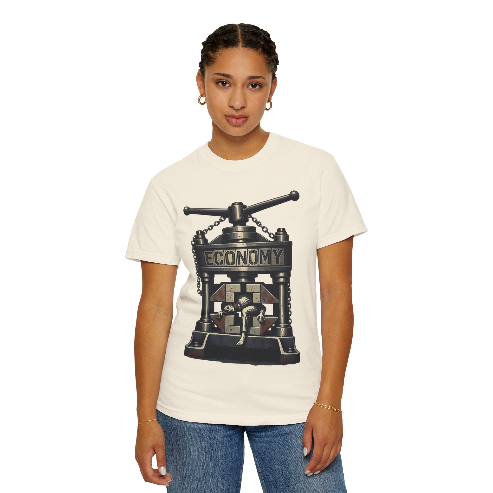 Vintage Dystopian Work Overload Shirt | Retro All-Seeing Eye Tee | Corporate Burnout Graphic | Dark Academia Aesthetic | Gift for Office Workers | Philosophy Satire Unisex T-Shirt