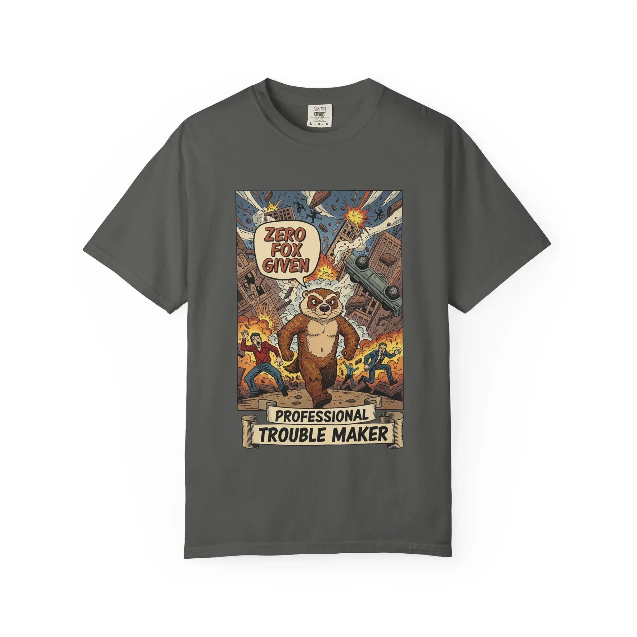 Funny Honey Badger Shirt - "Zero Fox Given" Hoodie - Retro Comic Style Monster Tee - Kaiju Animal Attack Graphic - Professional Trouble Maker Sarcastic Meme Art Pepper