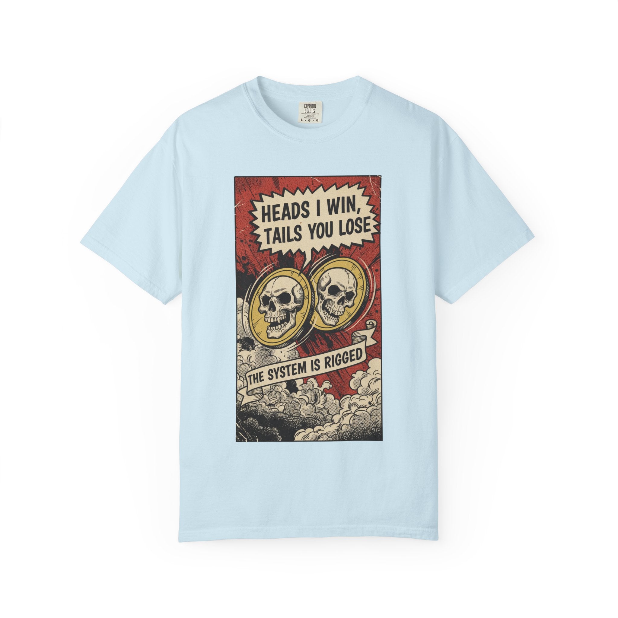 Vintage Satirical T-Shirt | Political Theater & System is Rigged Retro Tee | Sarcastic Dark Humor Shirt | Unisex Premium Cotton Graphic Tee Chambray