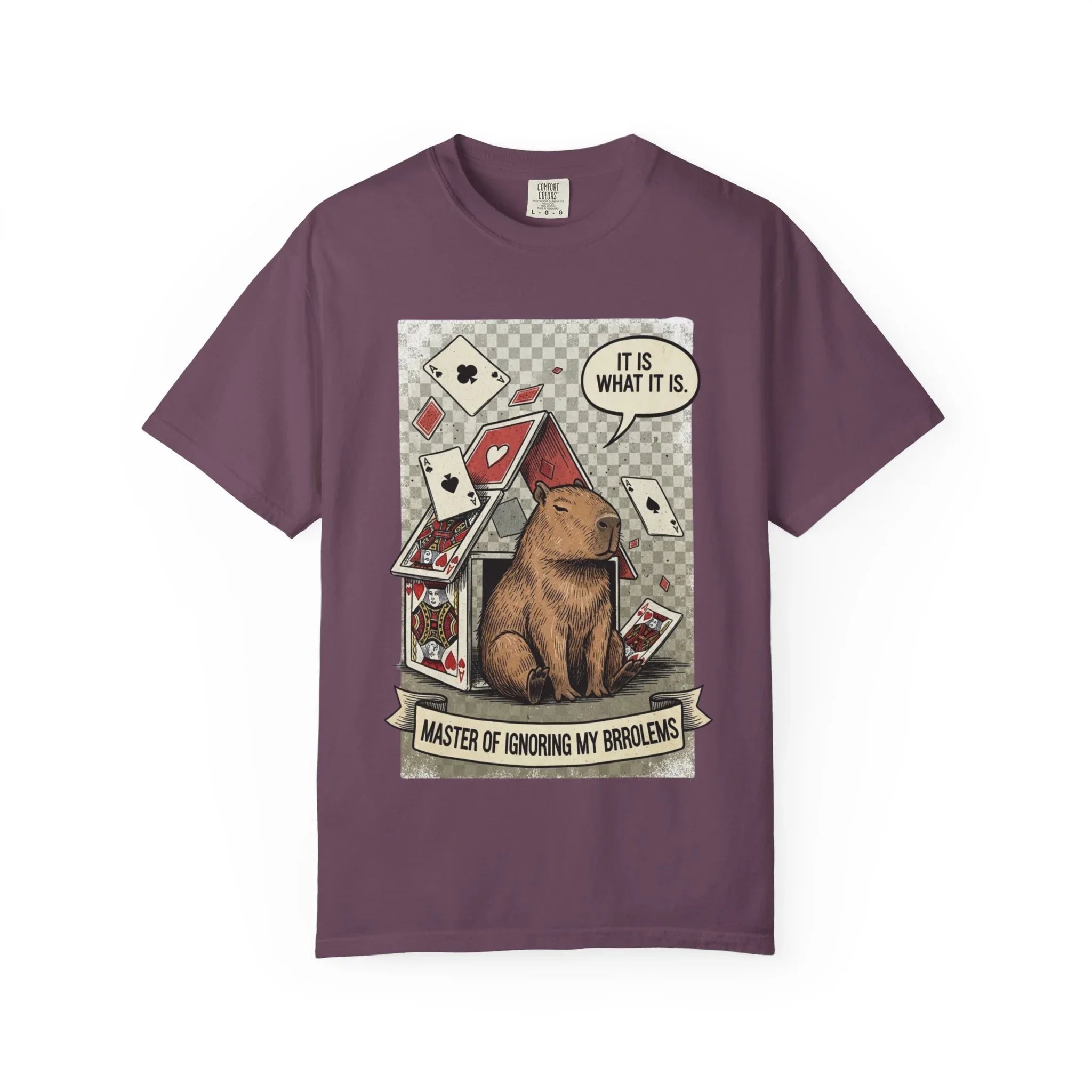 Funny Capybara Shirt - "It Is What It Is" Hoodie - Stoic Animal Gift - Mental Health Awareness Sweatshirt - Ignoring Problems Meme Tee - Chaos Graphic Top Berry M