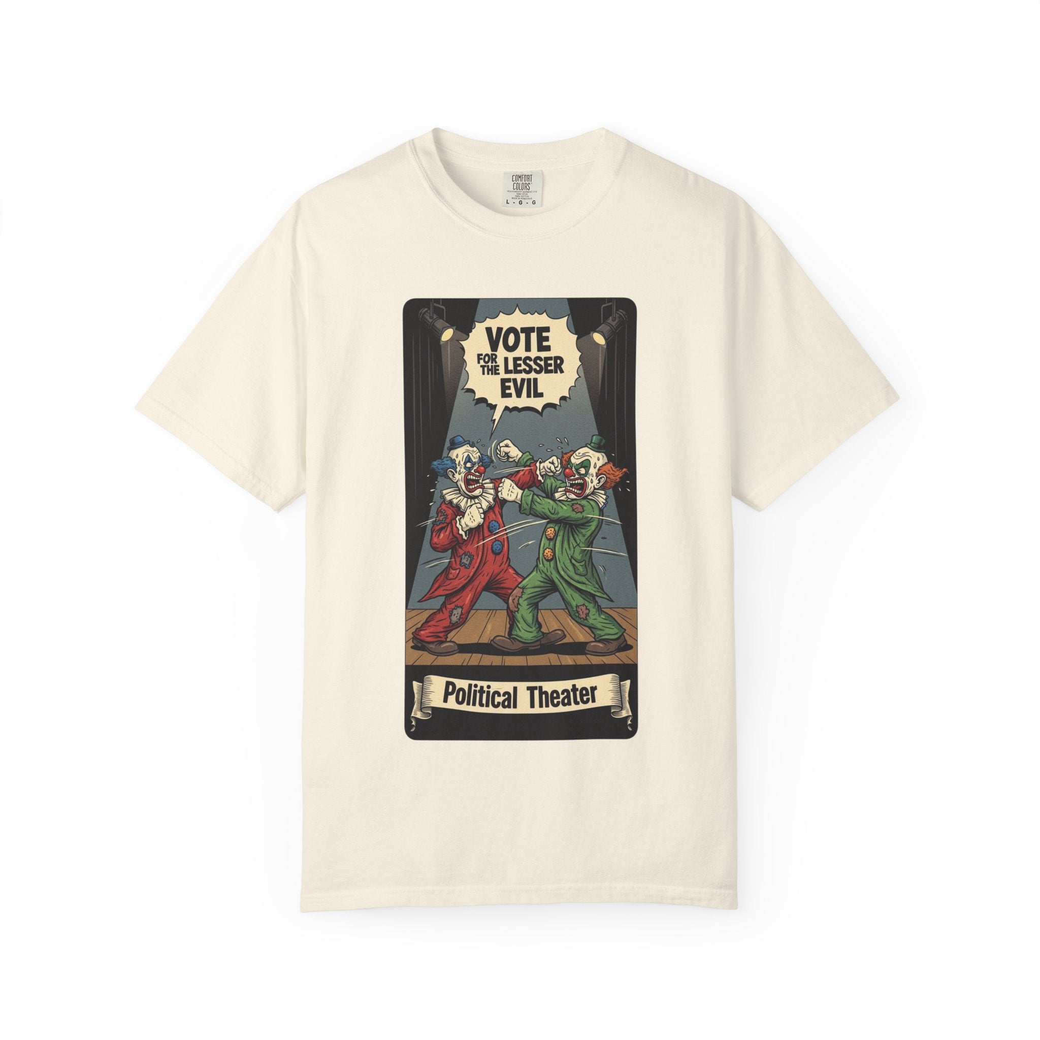 Vintage Satirical T-Shirt | Political Theater & System is Rigged Retro Tee | Sarcastic Dark Humor Shirt | Unisex Premium Cotton Graphic Tee Ivory