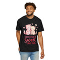 Cute Kittens Holding Cupcake Our Love Is Sweet T-Shirt | Valentine Cat Lover Tee | Vintage Cozy Aesthetic | Soft Romantic Gift Black