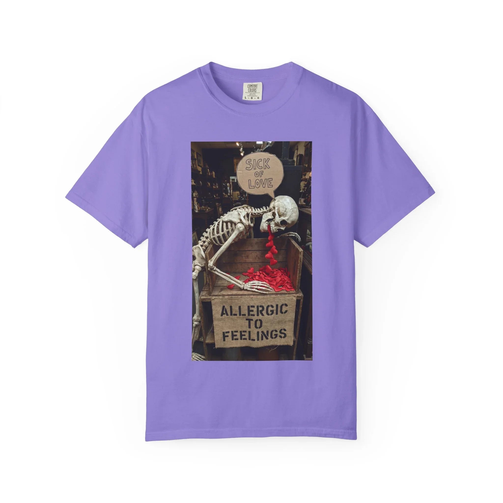Any Century Now" Skeleton Graphic Tee - Sick of Love & Allergic To Feelings Edition Violet