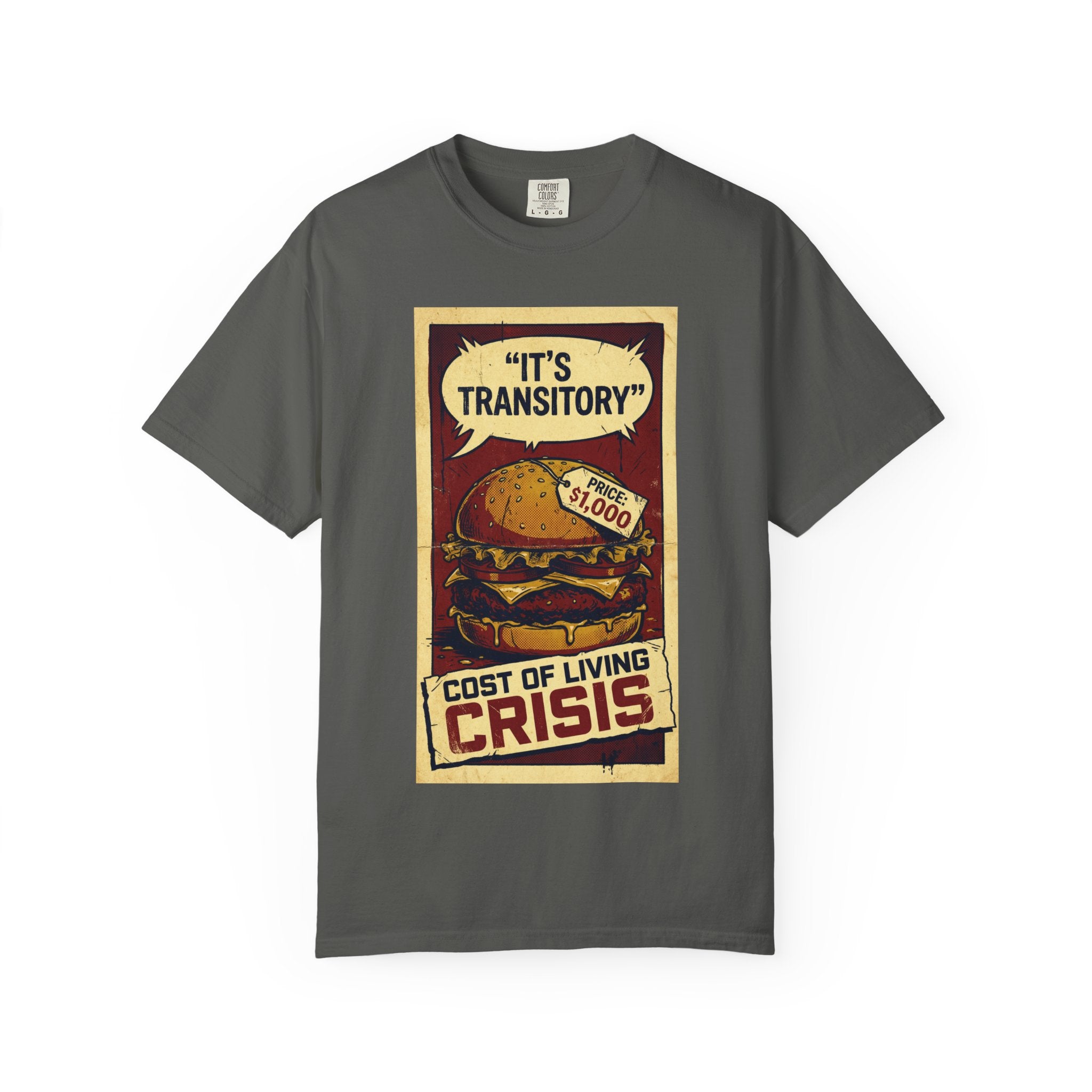 Cost of Living Crisis Shirt, It's Transitory Funny Inflation T-Shirt, $1,000 Burger Satire Tee, Vintage Economic Crisis Graphic, Sarcastic Finance Gift Pepper
