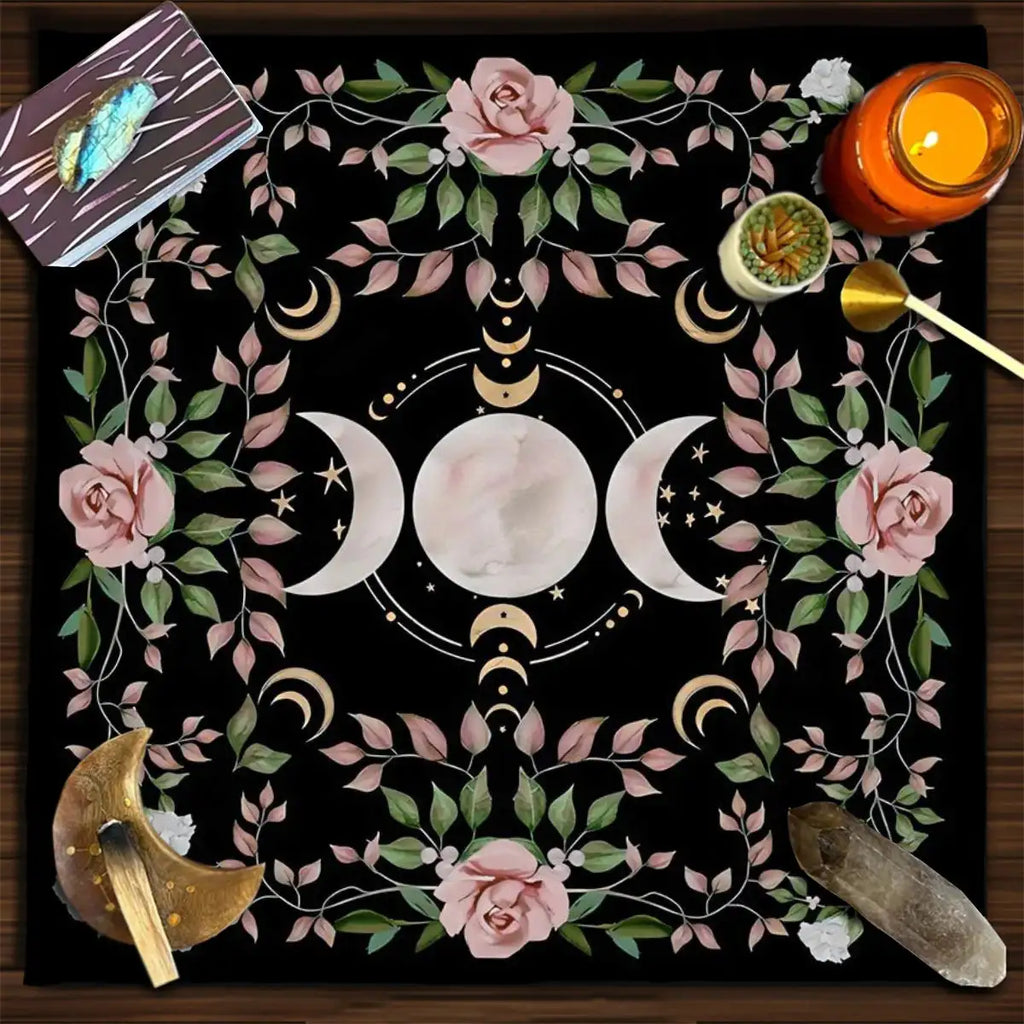 ✨12 Constellations Tarot Tablecloth – Durable Polyester Altar Cloth Featuring Zodiac Signs, Sun, Moon & Starry Sky Motifs