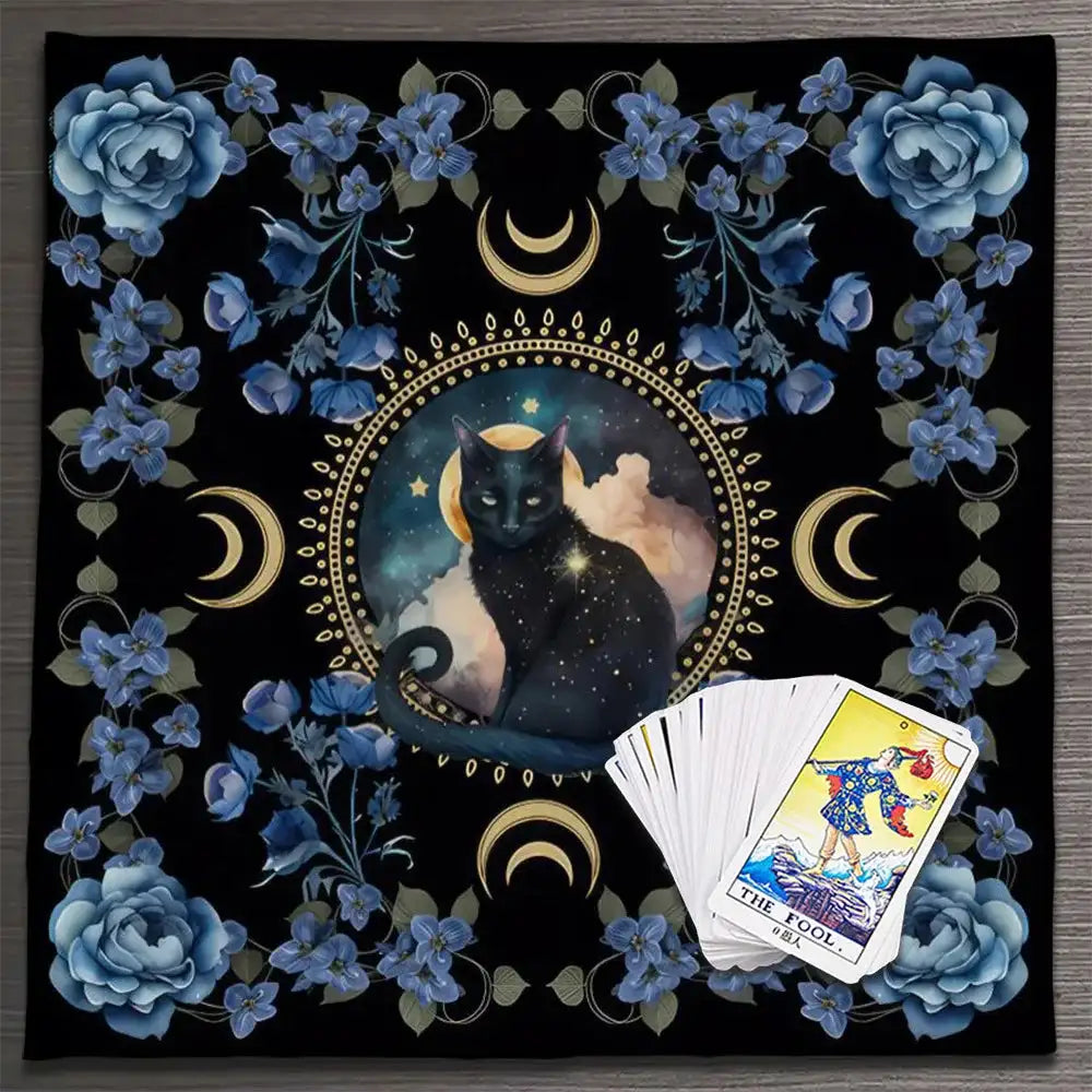 ✨12 Constellations Tarot Tablecloth – Durable Polyester Altar Cloth Featuring Zodiac Signs, Sun, Moon & Starry Sky Motifs