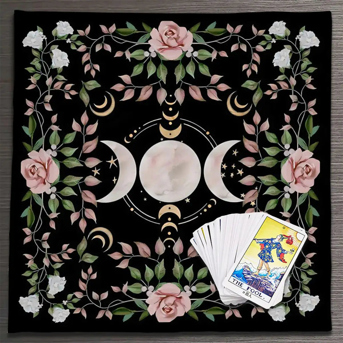✨12 Constellations Tarot Tablecloth – Durable Polyester Altar Cloth Featuring Zodiac Signs, Sun, Moon & Starry Sky Motifs