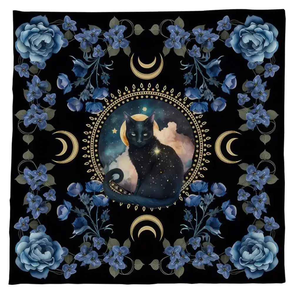 ✨12 Constellations Tarot Tablecloth – Durable Polyester Altar Cloth Featuring Zodiac Signs, Sun, Moon & Starry Sky Motifs