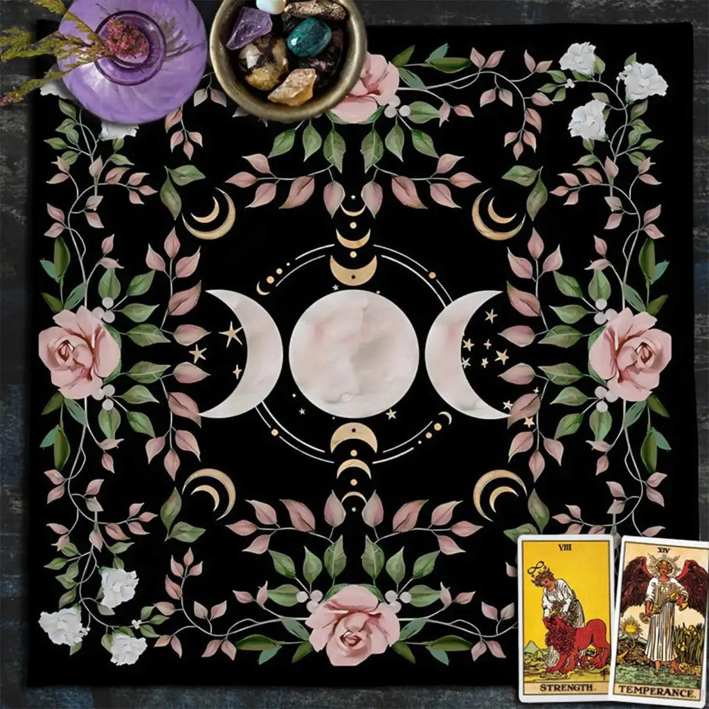 ✨12 Constellations Tarot Tablecloth – Durable Polyester Altar Cloth Featuring Zodiac Signs, Sun, Moon & Starry Sky Motifs